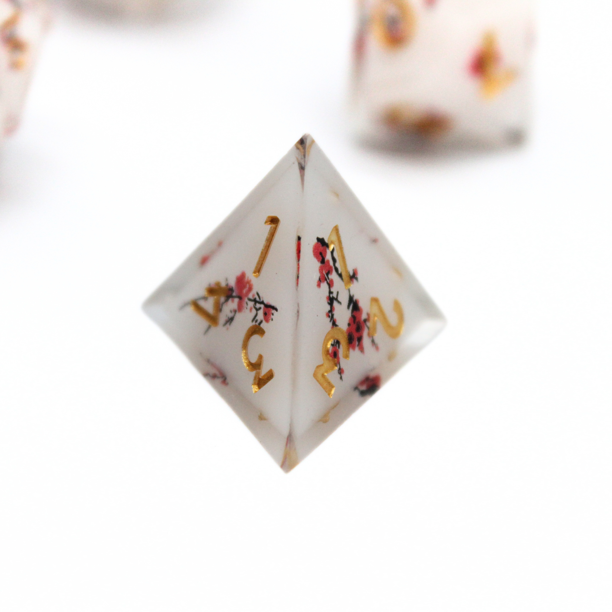 White Cherry Blossom Dice Set (7pcs) | Sharp Edge Dice