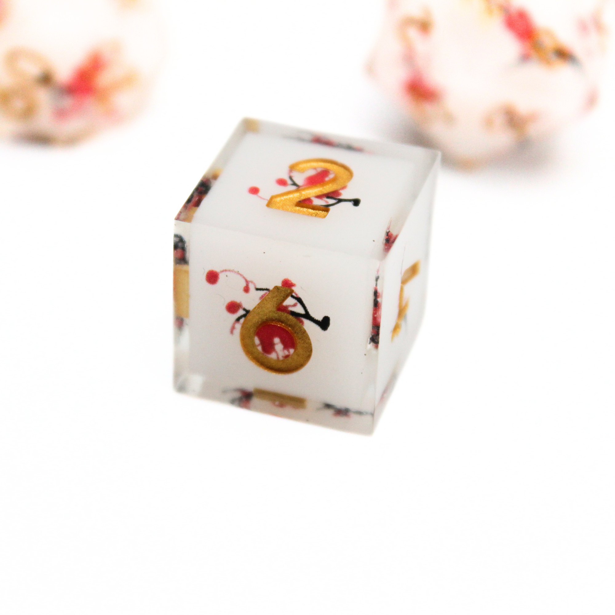 White Cherry Blossom Dice Set (7pcs) | Sharp Edge Dice