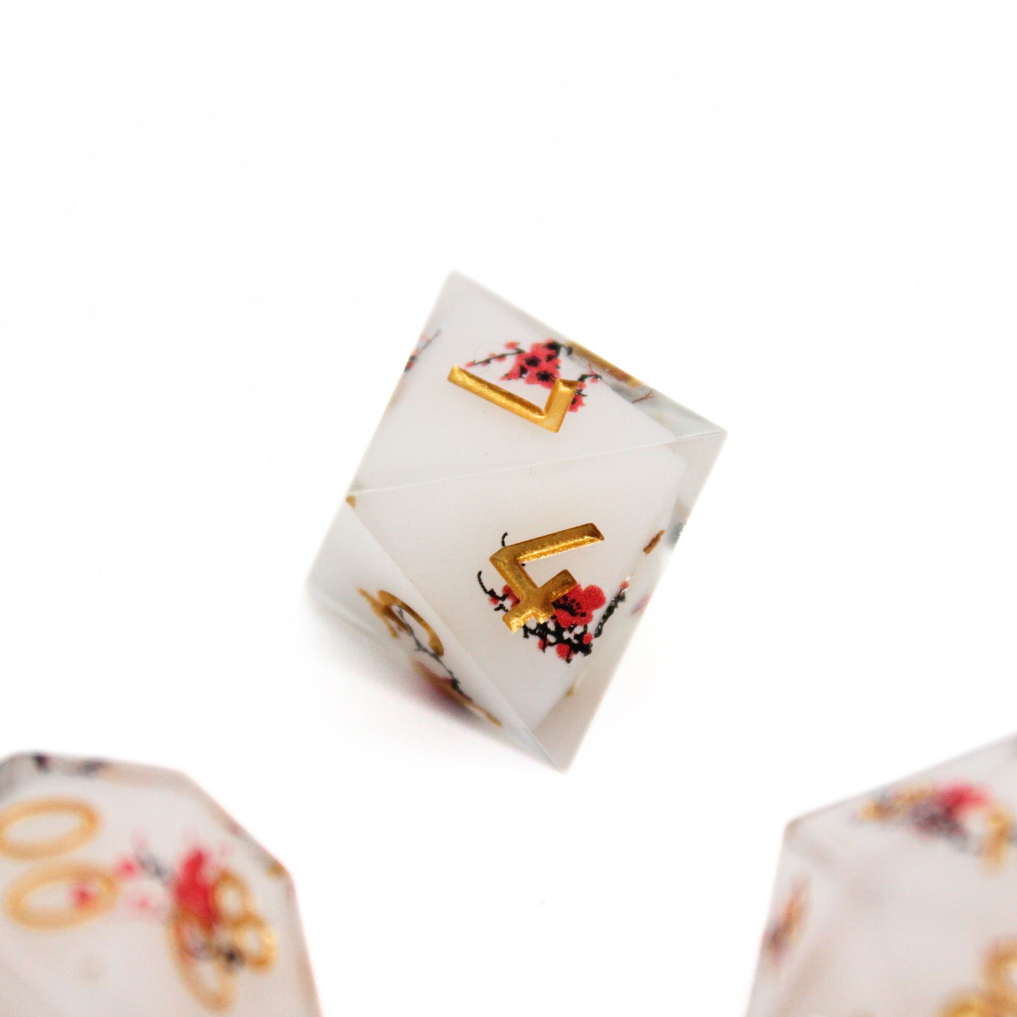 White Cherry Blossom Dice Set (7pcs) | Sharp Edge Dice