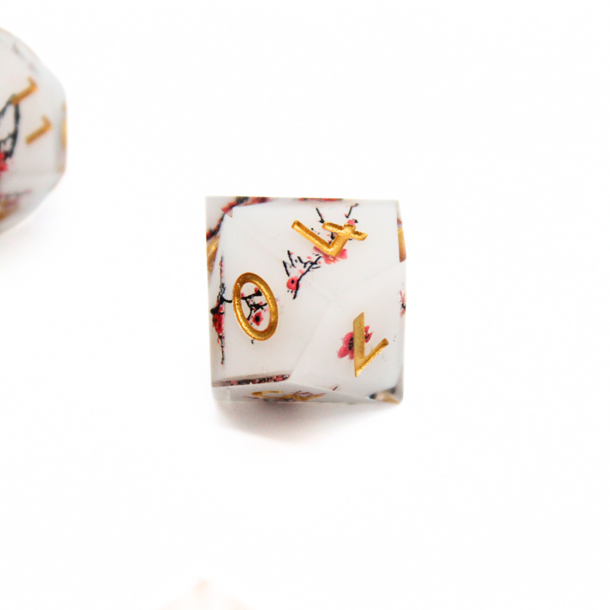 White Cherry Blossom Dice Set (7pcs) | Sharp Edge Dice
