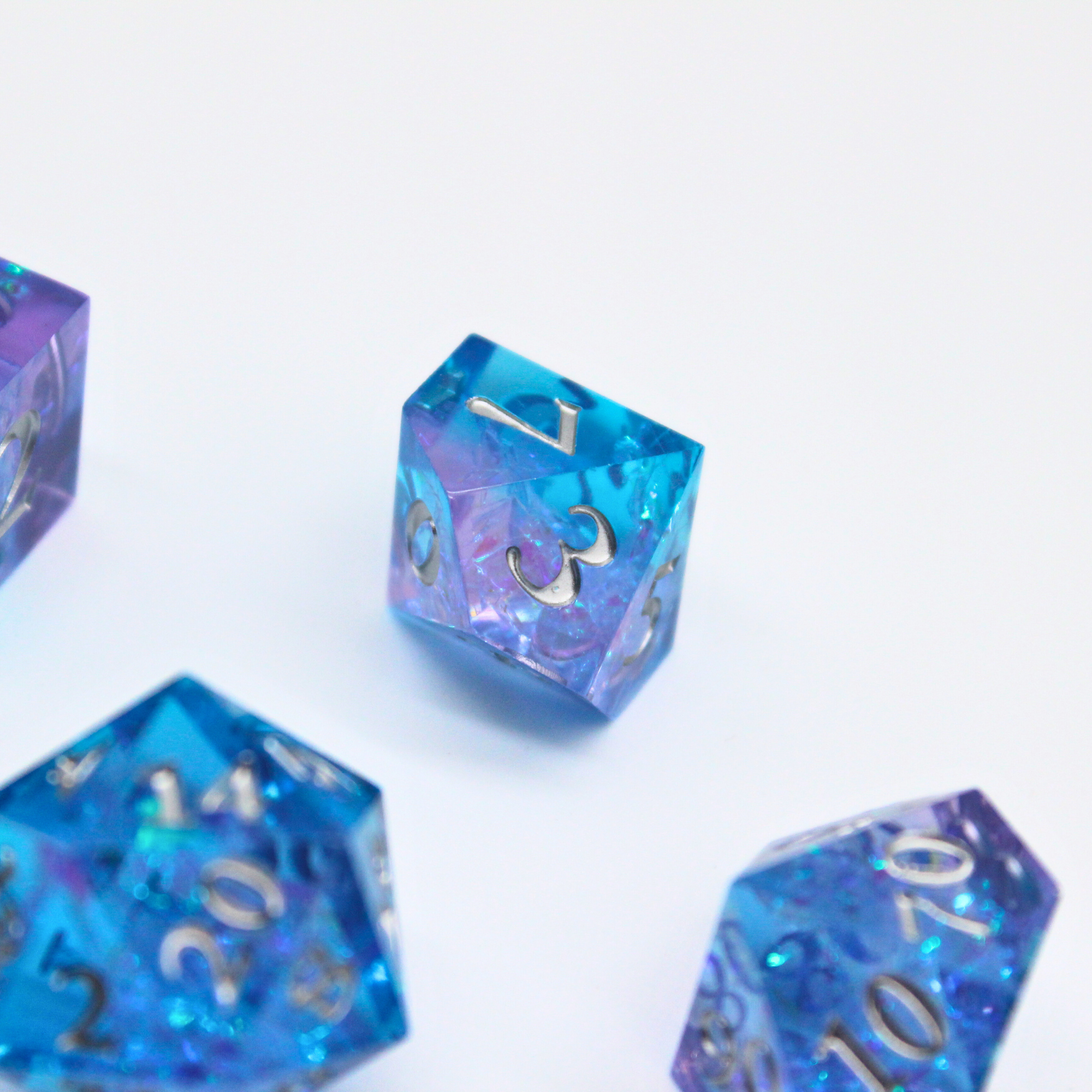 Nebula Cascade 7pcs Inclusion Dice Set | Sharp Edge Dice