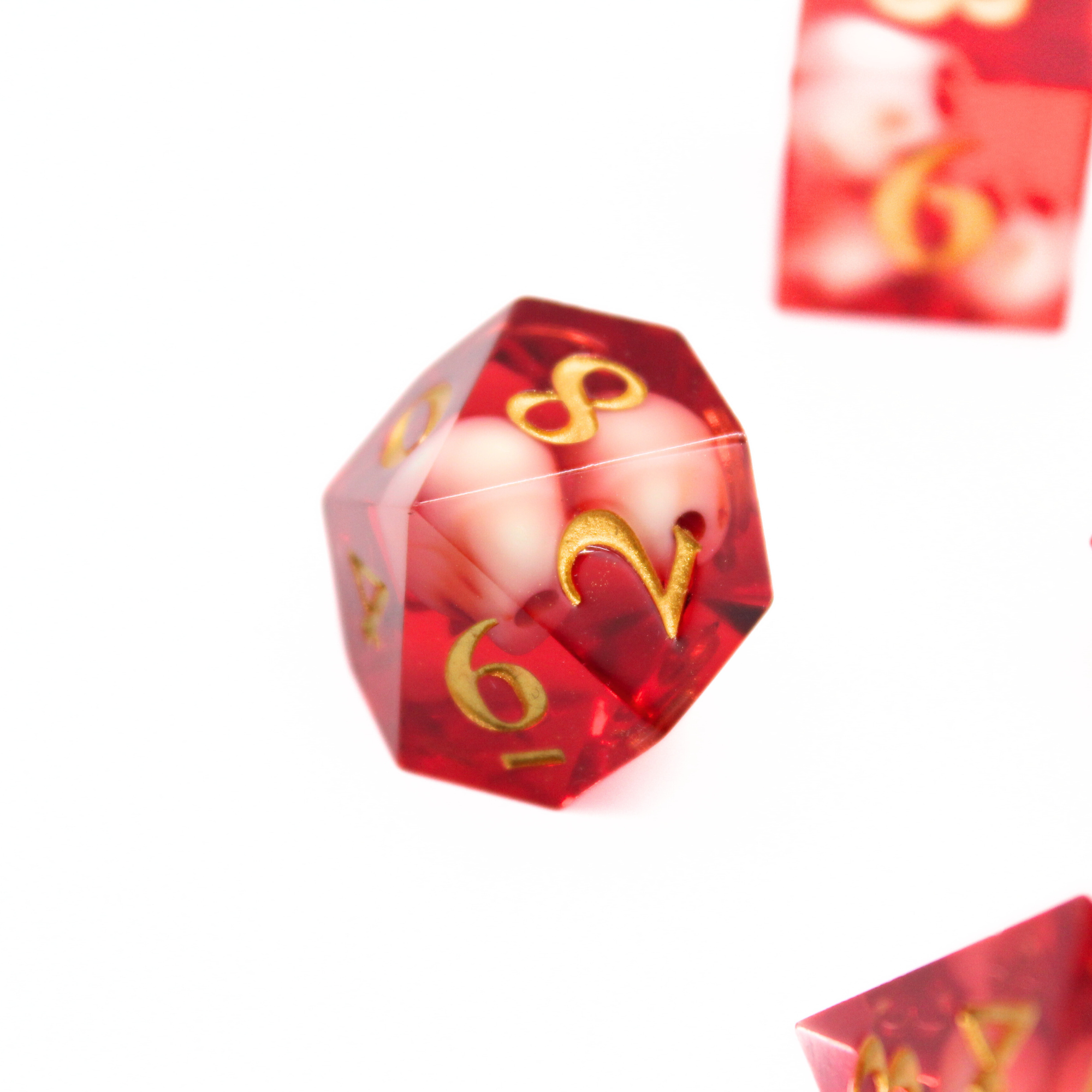 Red Skull 7pcs Inclusion Dice Set | Sharp Edge Dice