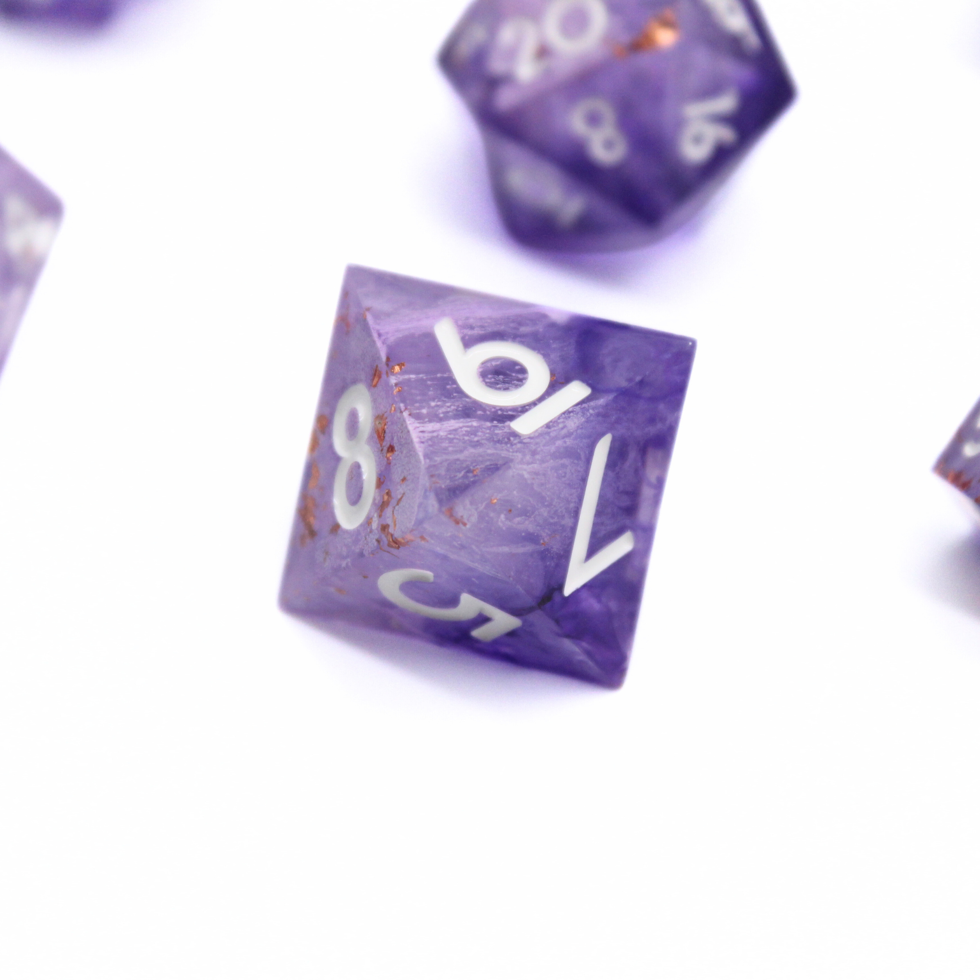 Amethyst Ash 7pcs Inclusion Dice Set | Sharp Edge Dice