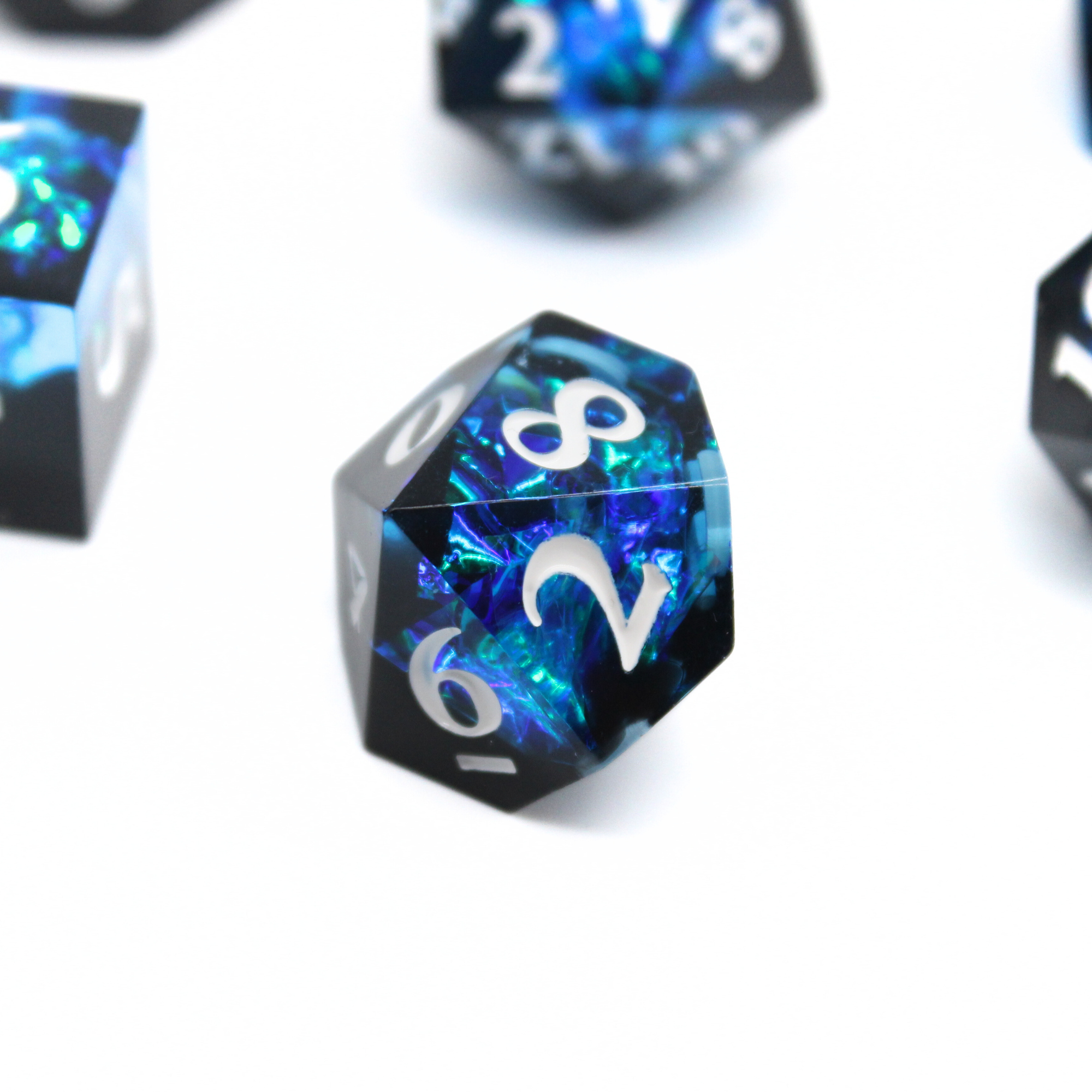 Void Opal 7pcs Inclusion Dice Set | Sharp Edge Dice