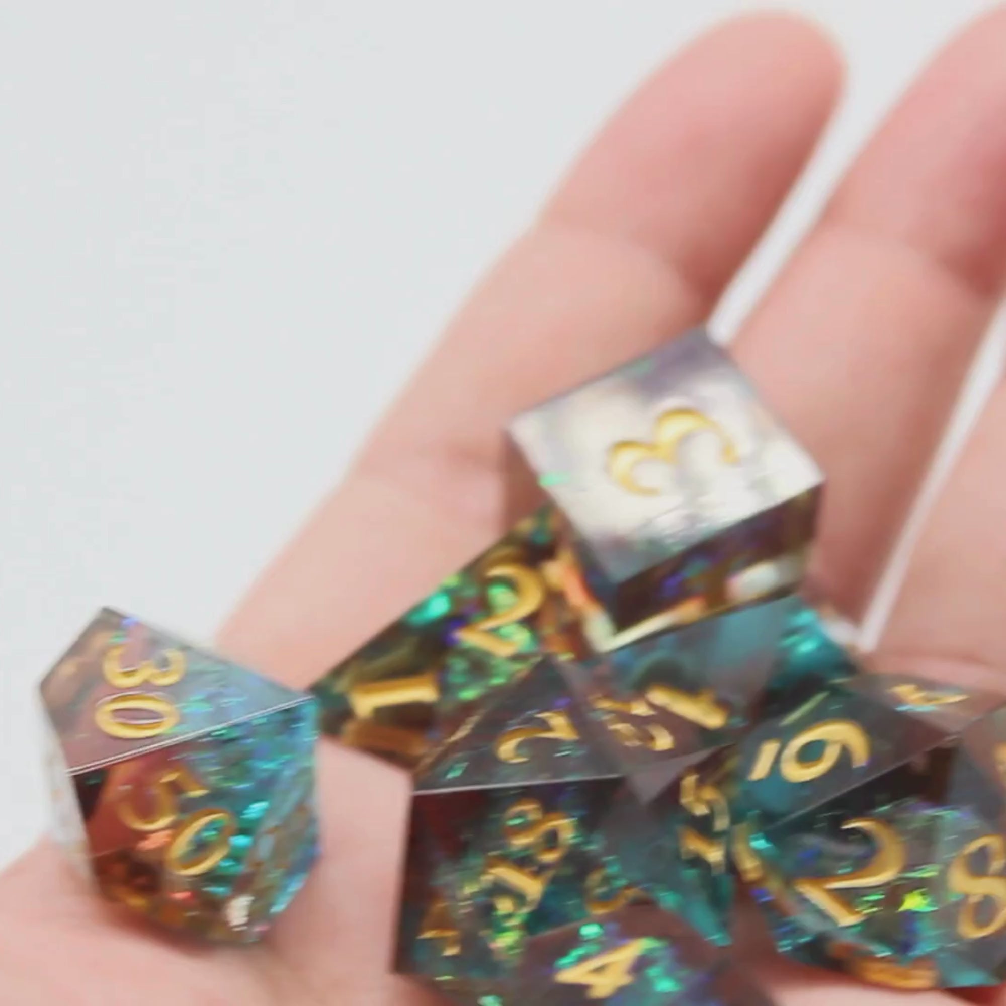Prismatic Ember 7pcs Inclusion Dice Set | Sharp Edge Dice