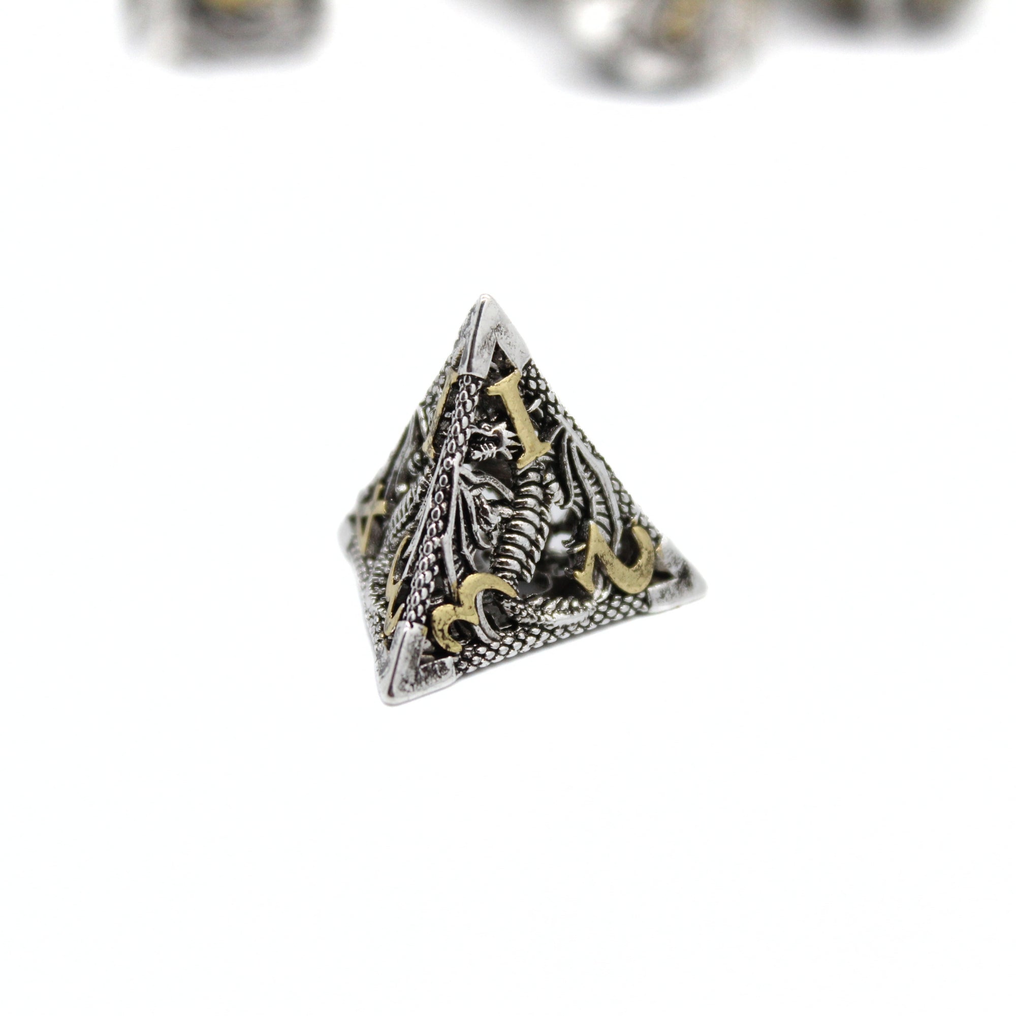 Silver Dragon Hollow Metal Dice (7pcs Set)
