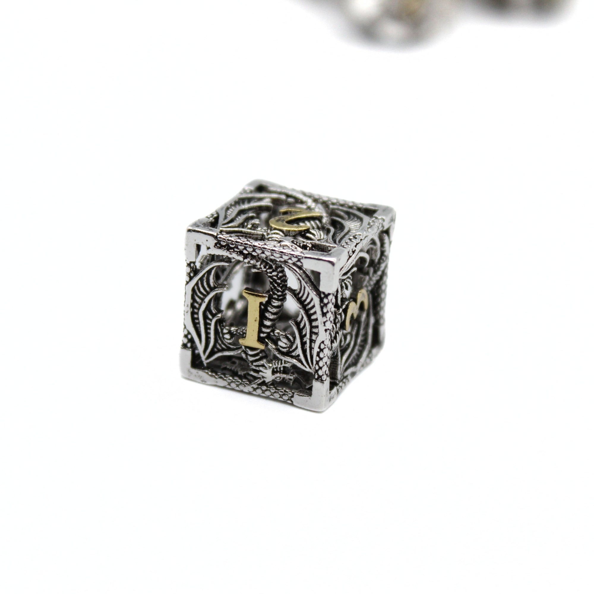 Silver Dragon Hollow Metal Dice (7pcs Set)