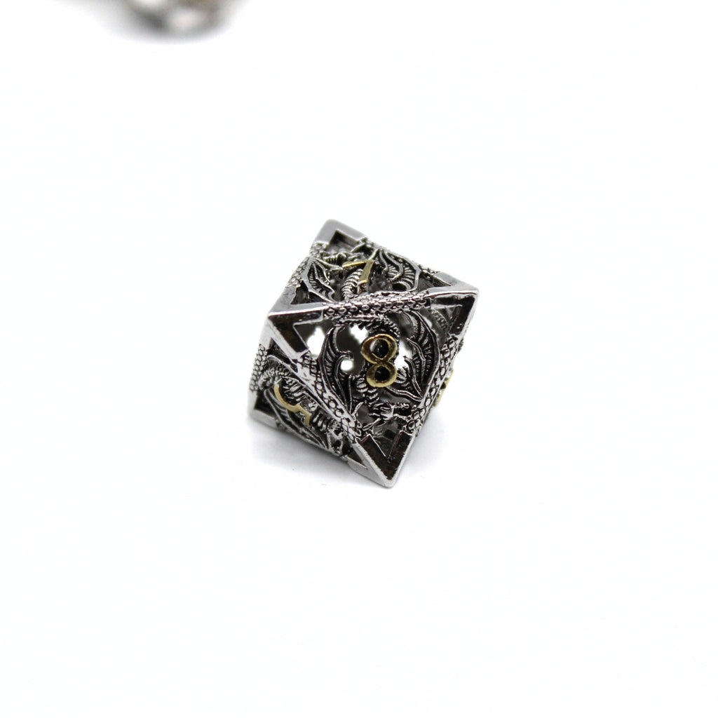 Silver Dragon Hollow Metal Dice (7pcs Set)