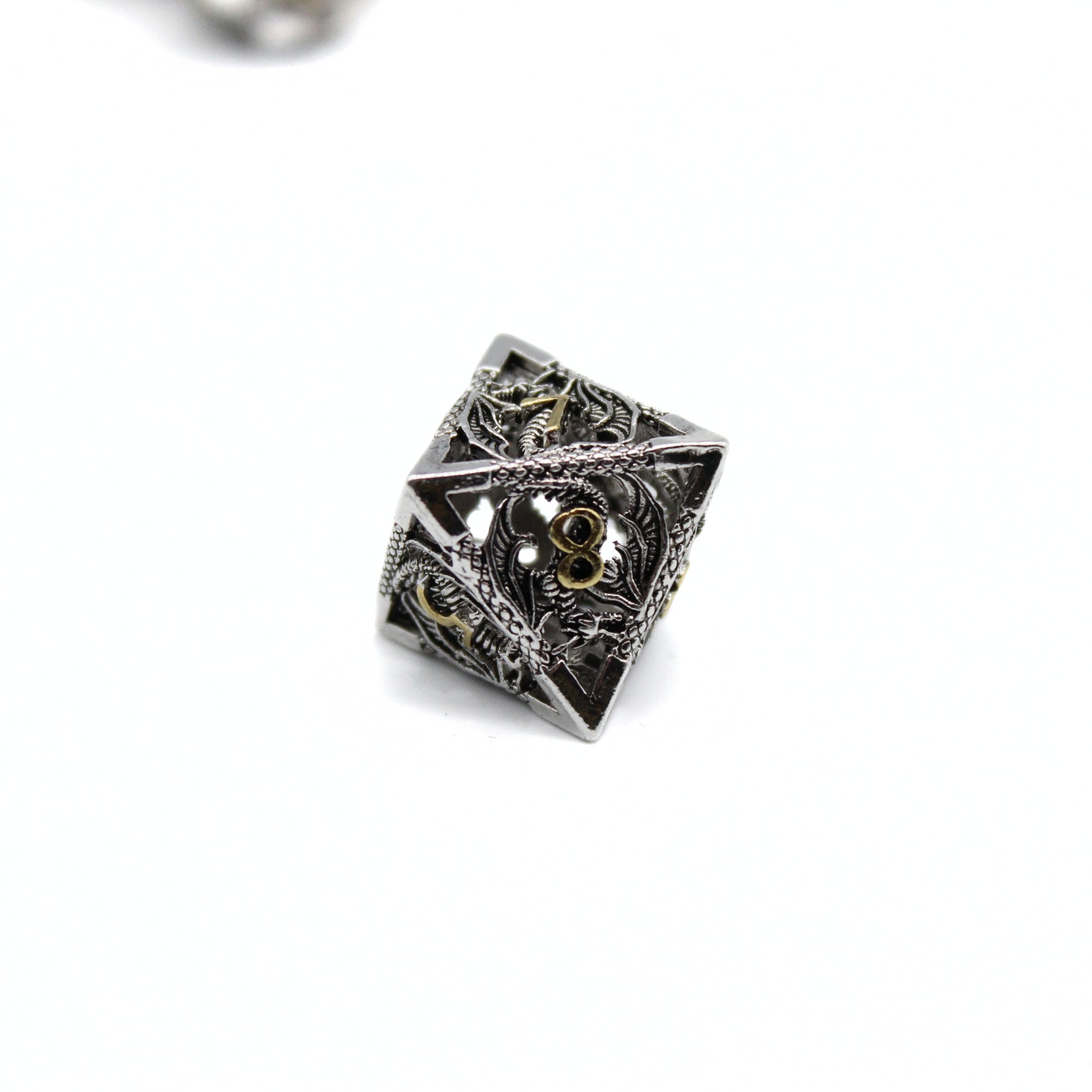 Silver Dragon Hollow Metal Dice (7pcs Set)