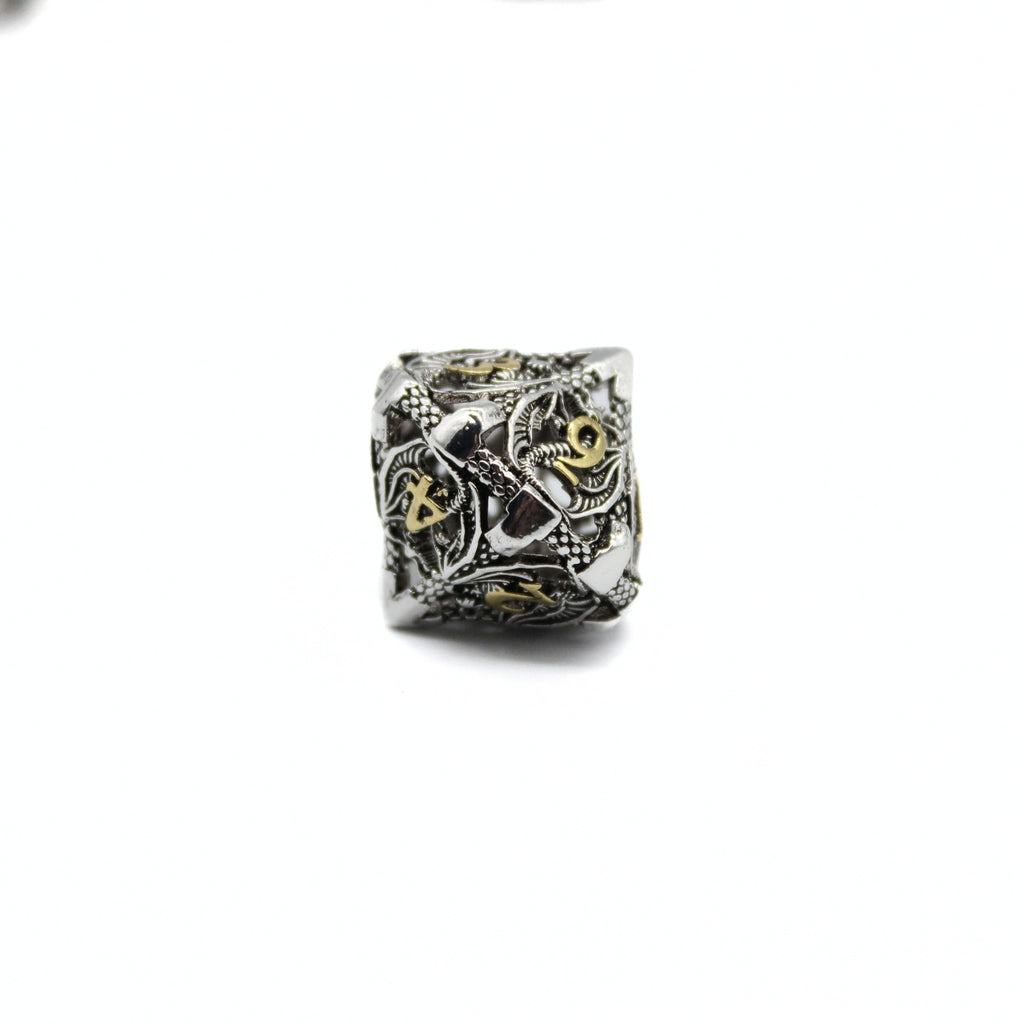 Silver Dragon Hollow Metal Dice (7pcs Set)