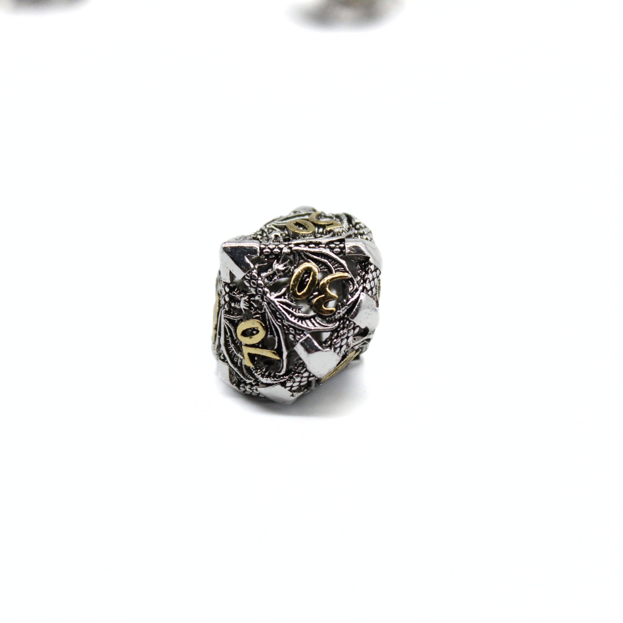 Silver Dragon Hollow Metal Dice (7pcs Set)