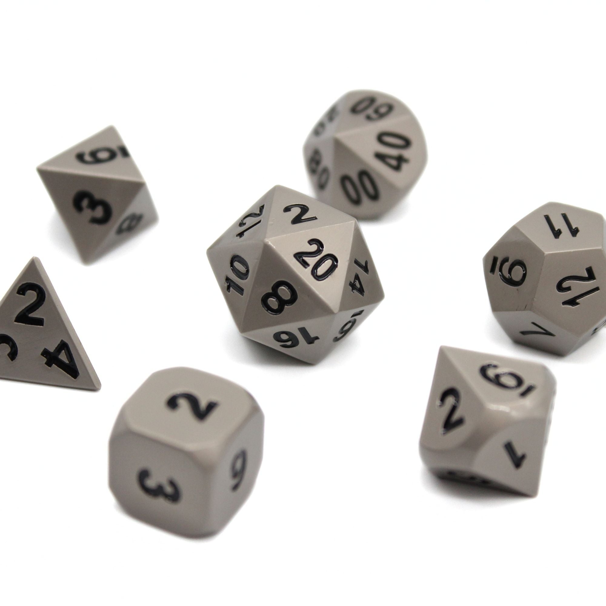 Matte Silver Metal Dice (7pcs Set)