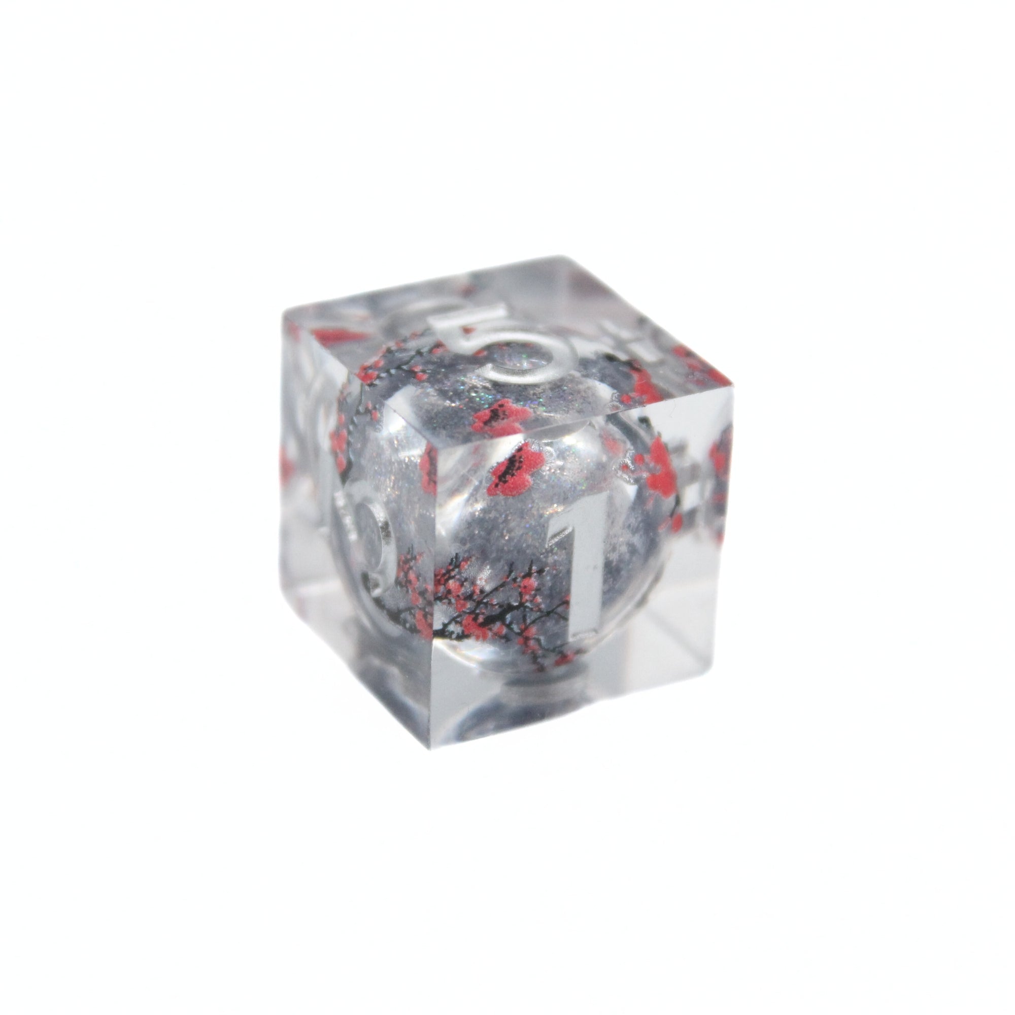 Sakura Blossom Silver Liquid Core Dice | Sharp Edge Dice