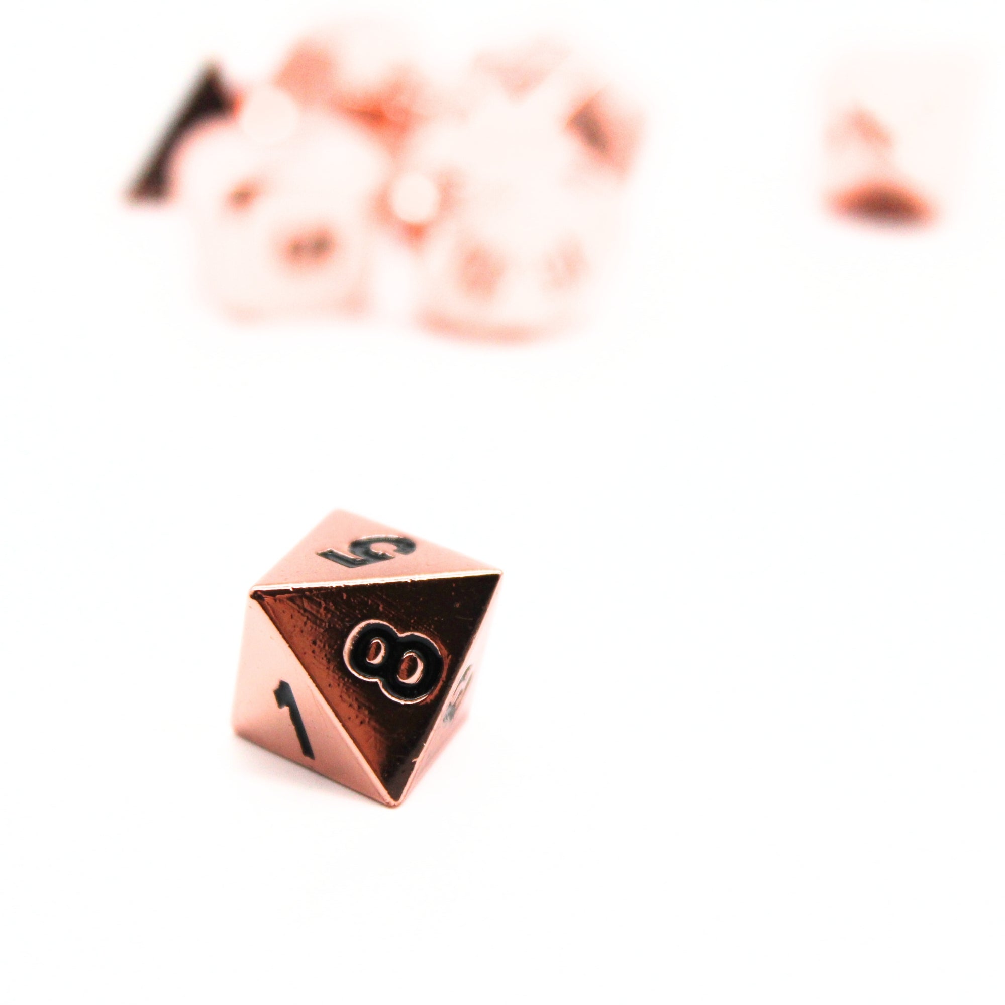 Rose Gold Plated Metal Dice (7pcs Set)