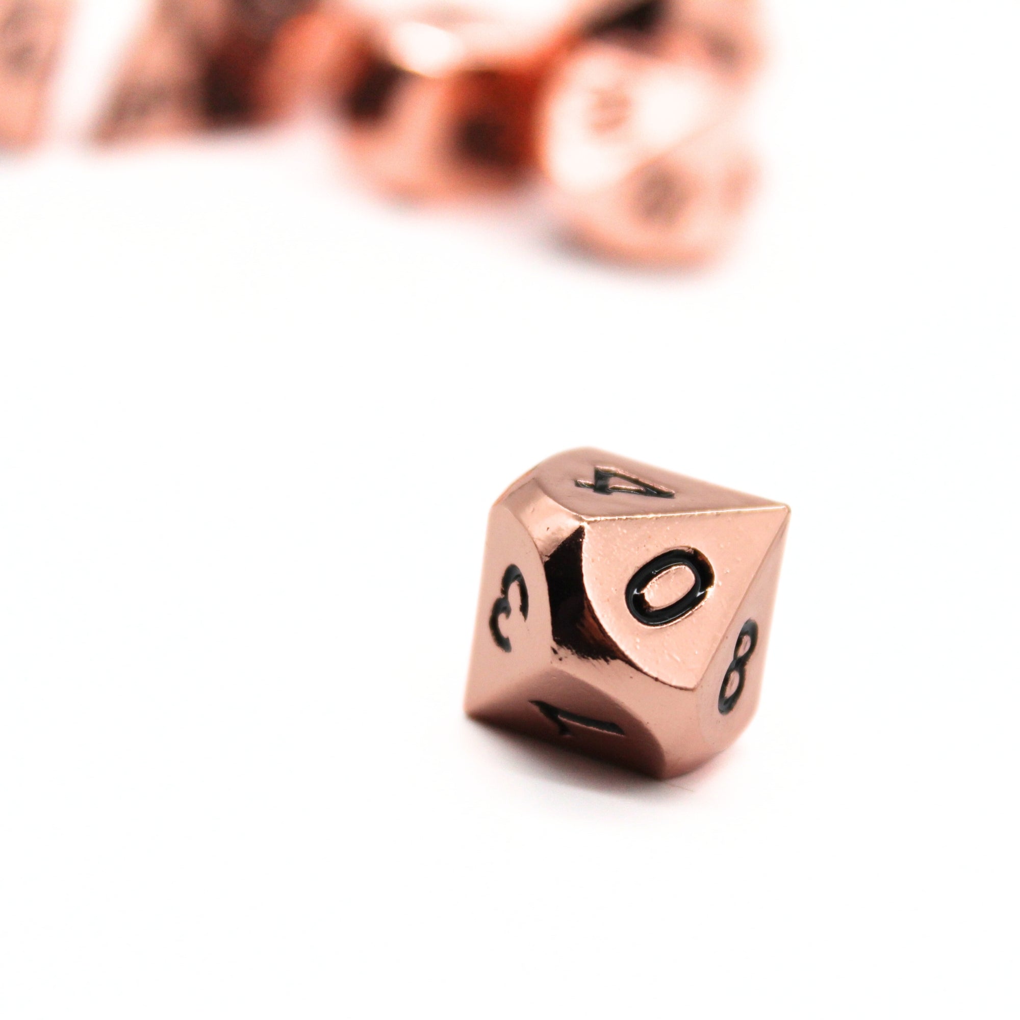 Rose Gold Plated Metal Dice (7pcs Set)