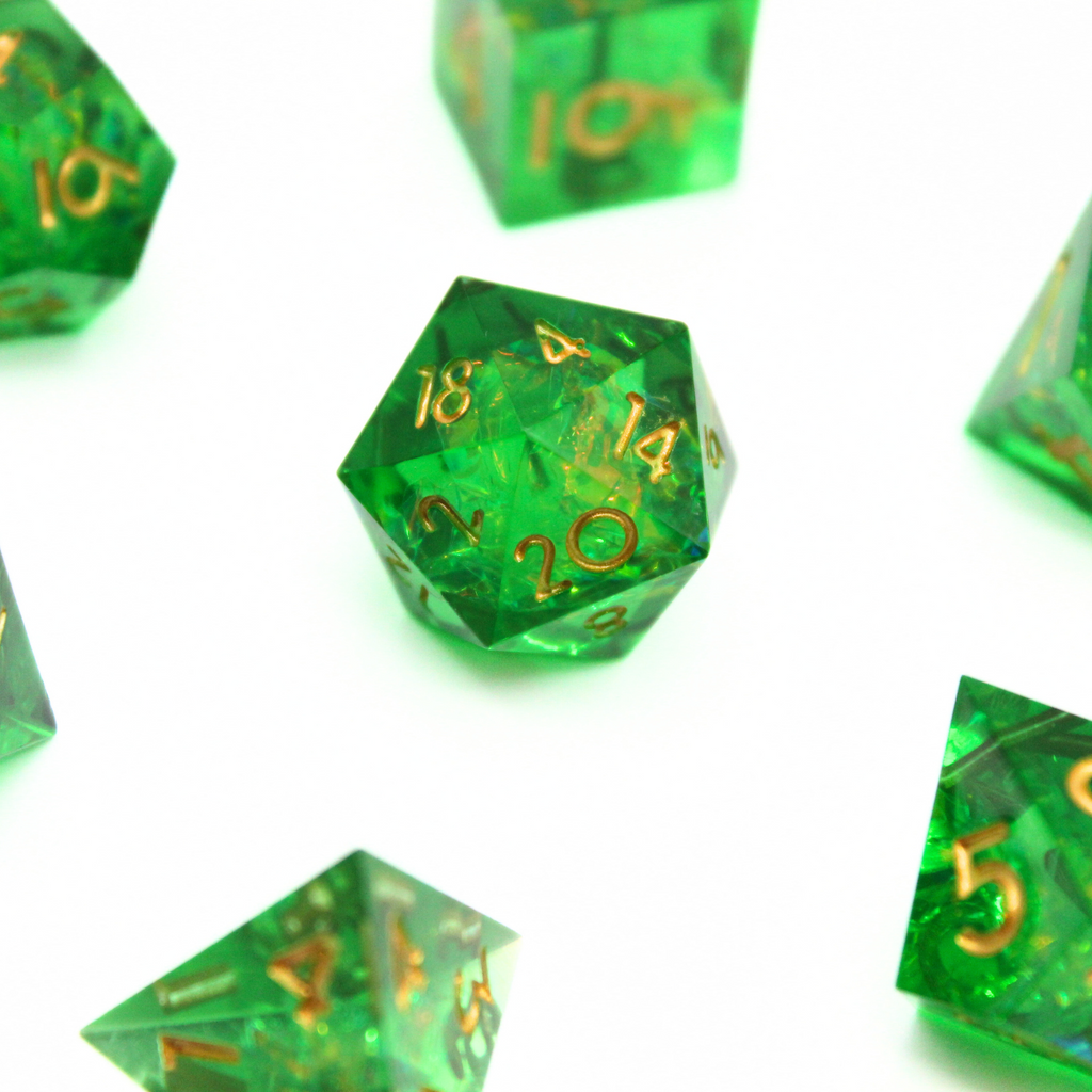 Verdant Vault 7pcs Inclusion Dice Set | Sharp Edge Dice