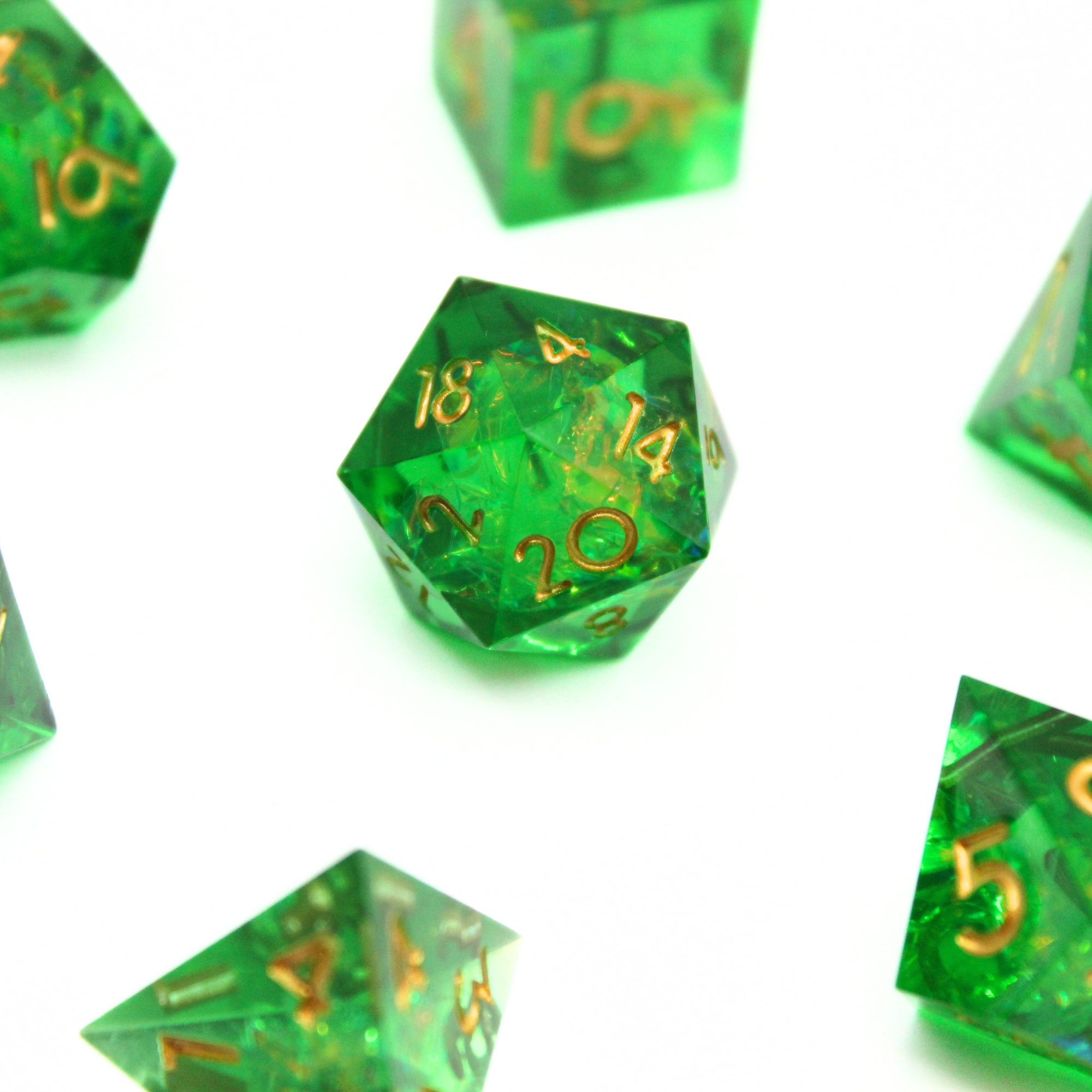 Verdant Vault 7pcs Inclusion Dice Set | Sharp Edge Dice