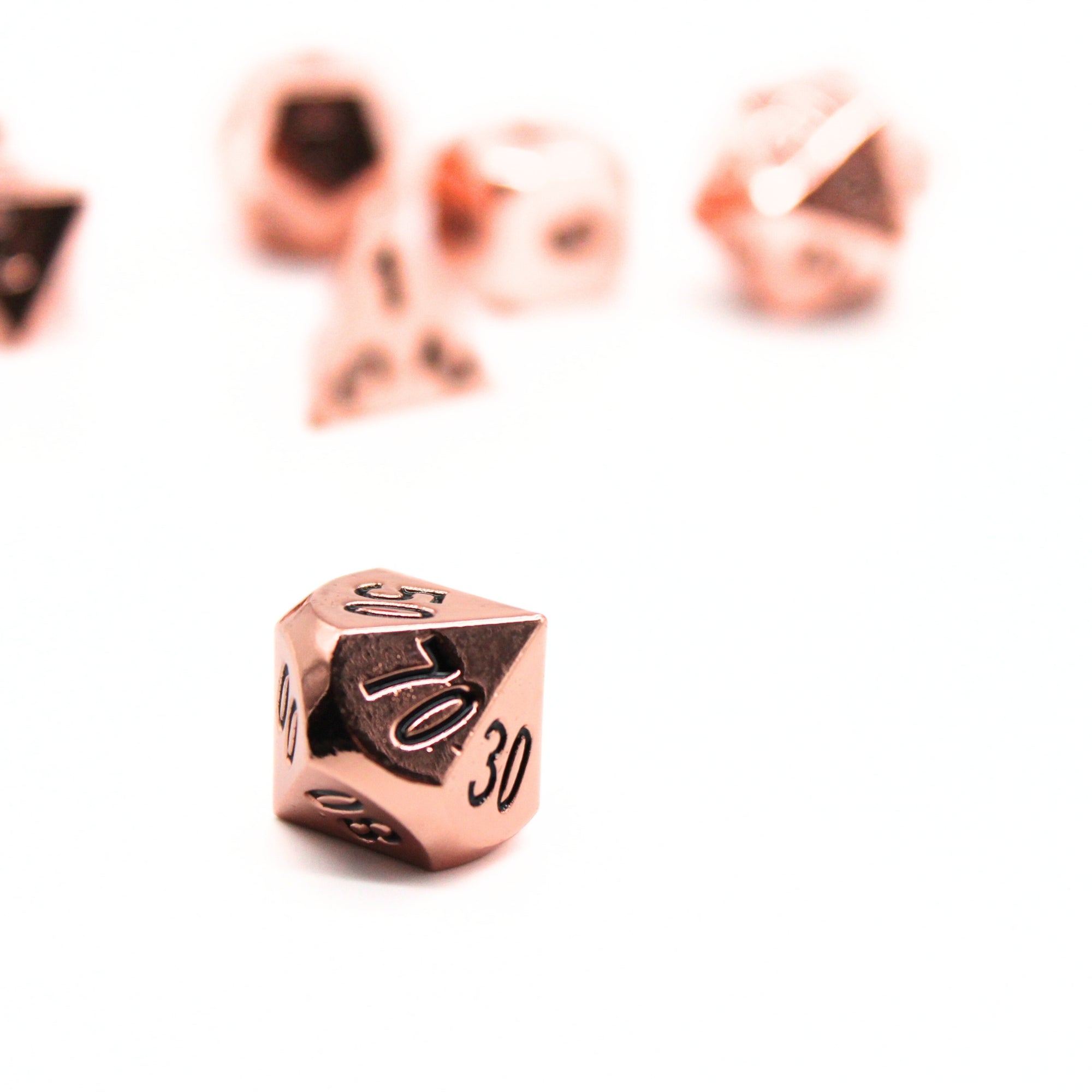 Rose Gold Plated Metal Dice (7pcs Set)