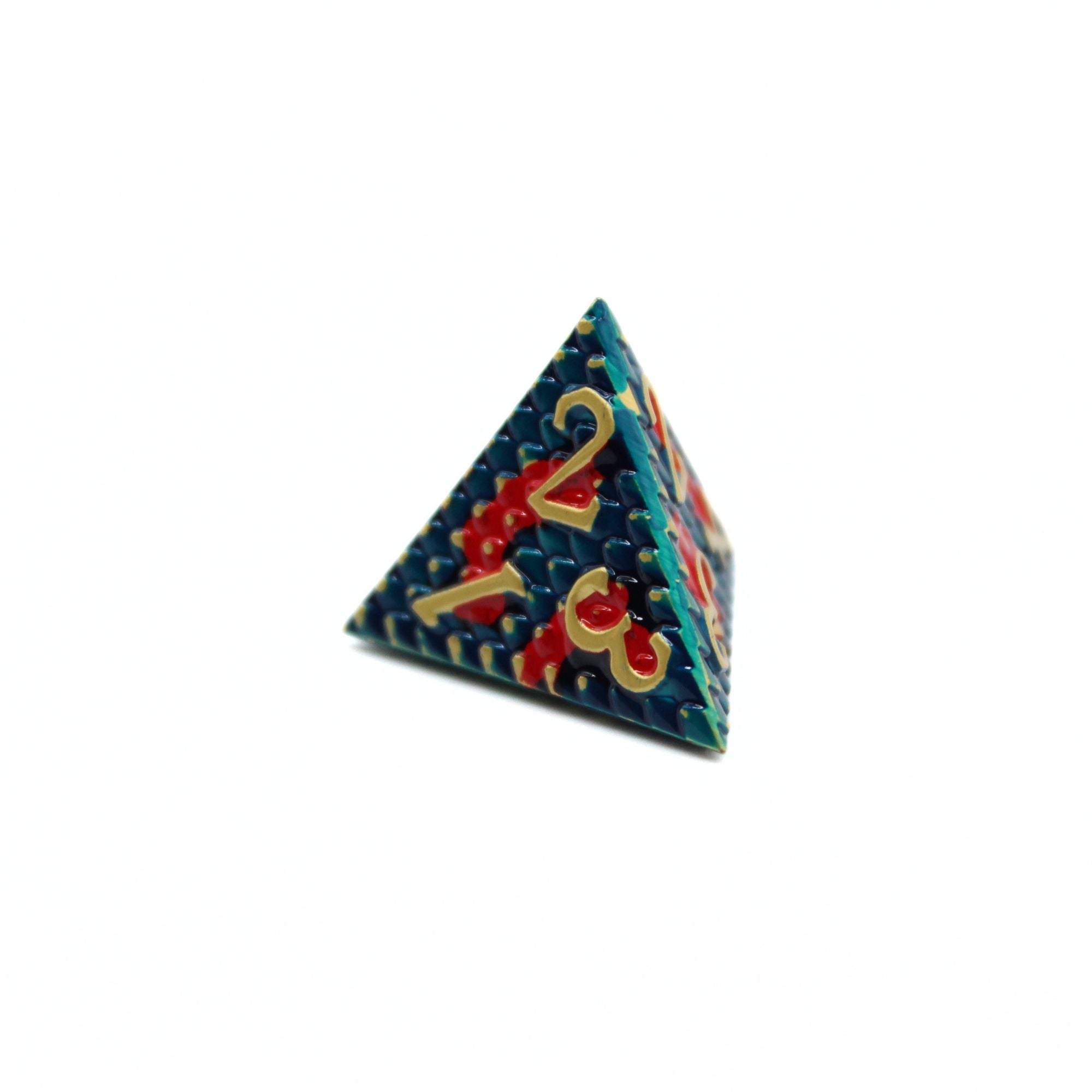 Red and Blue Dragon Scale Metal Dice (7pcs Set)