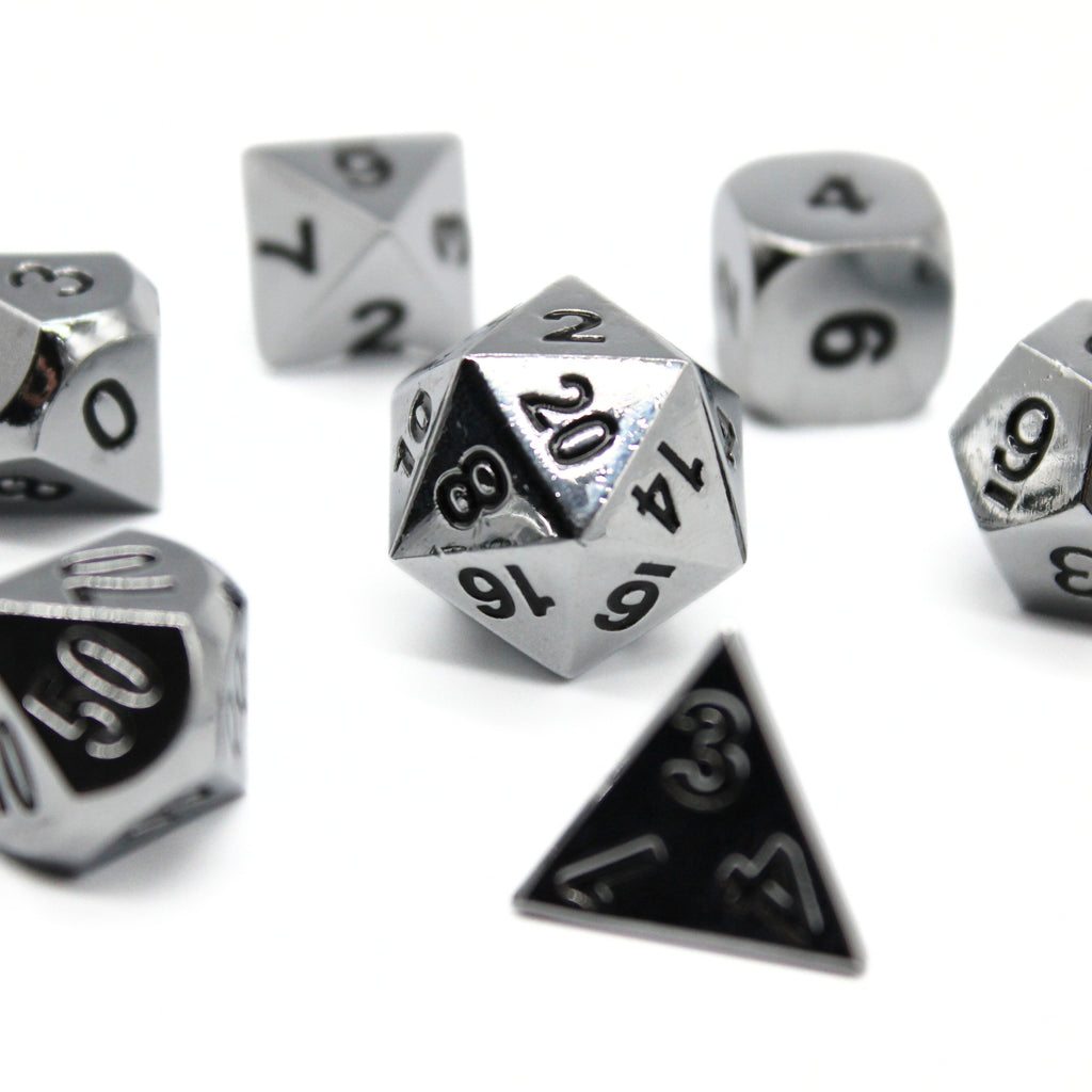 Silver Plated Metal Dice (7pcs Set)