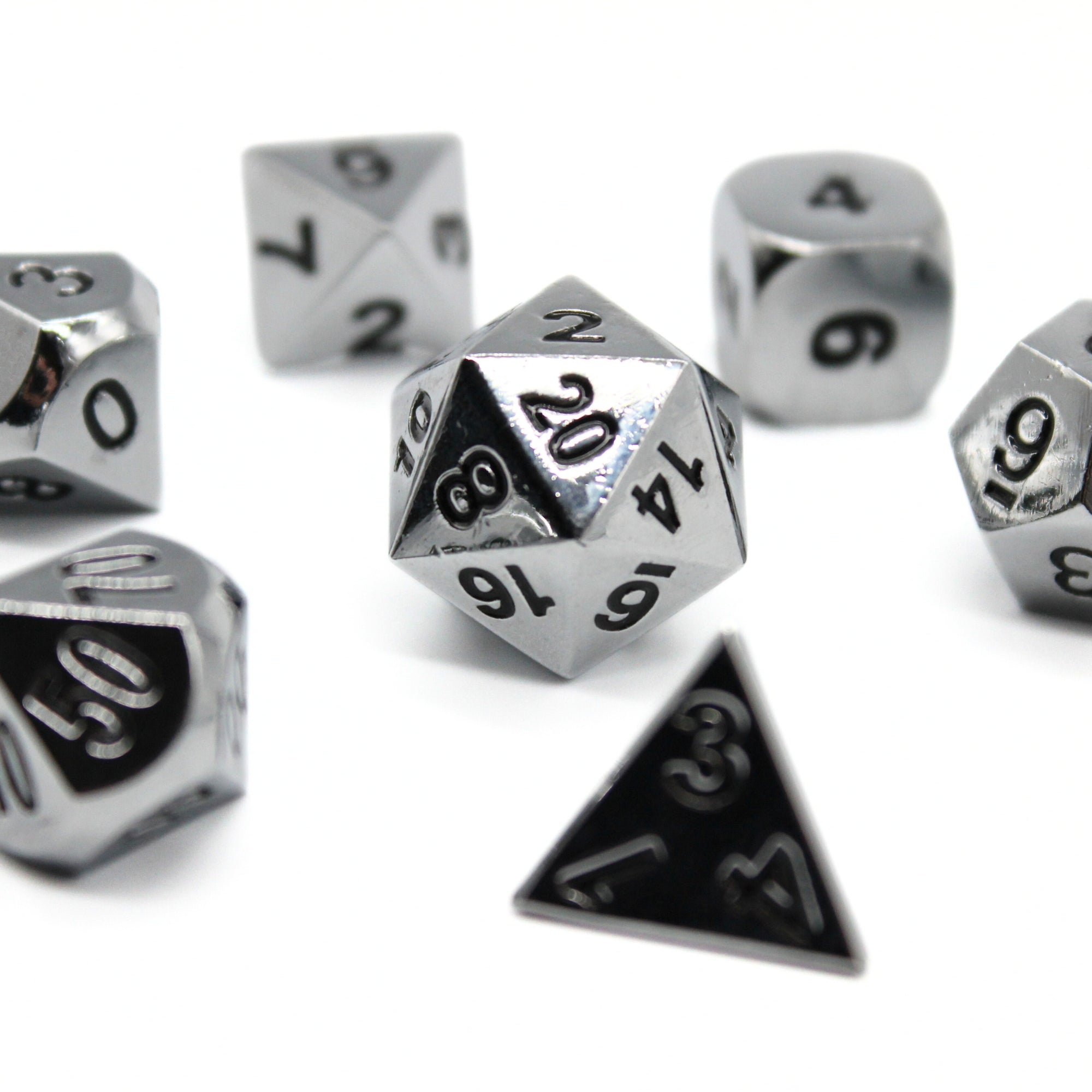Silver Plated Metal Dice (7pcs Set)