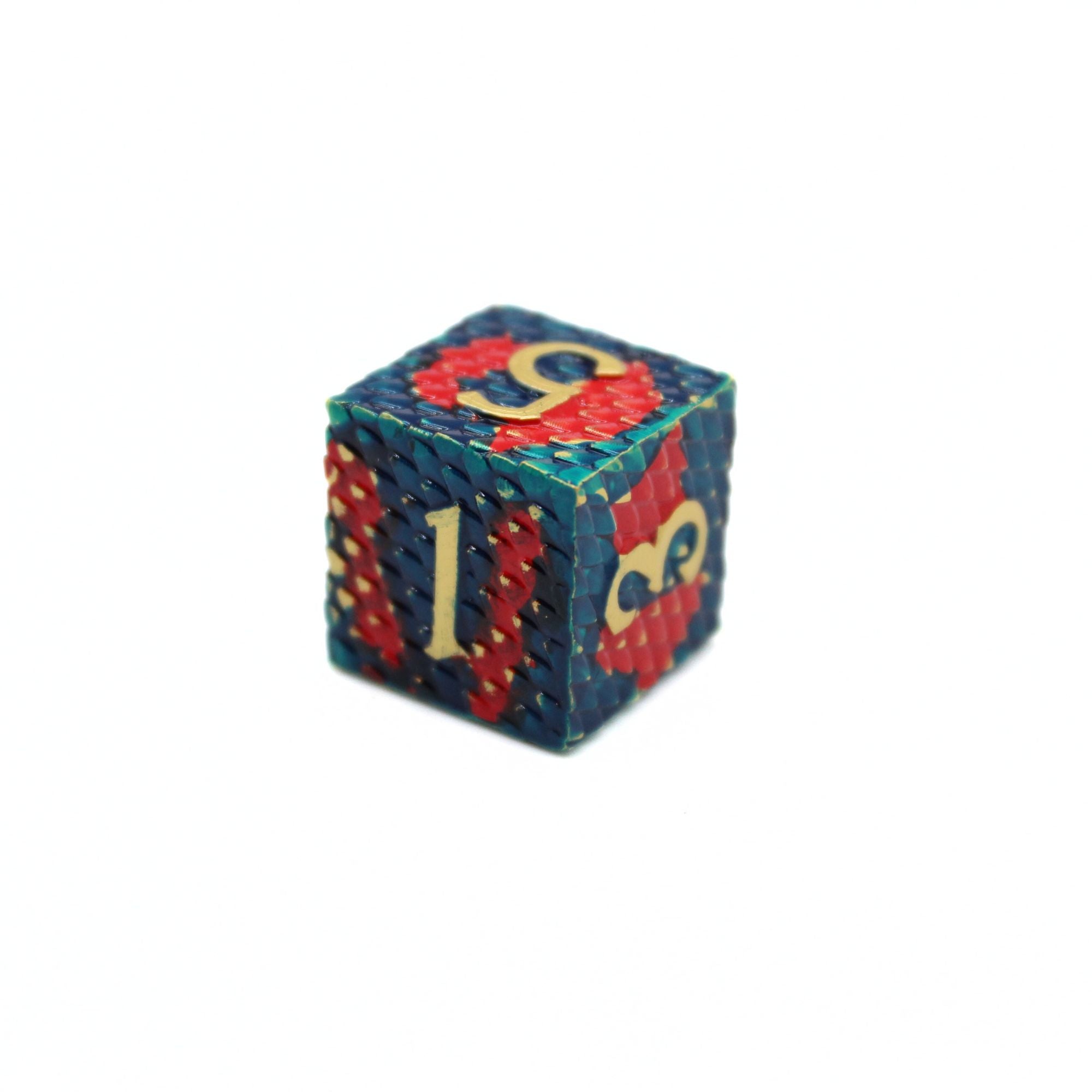 Red and Blue Dragon Scale Metal Dice (7pcs Set)