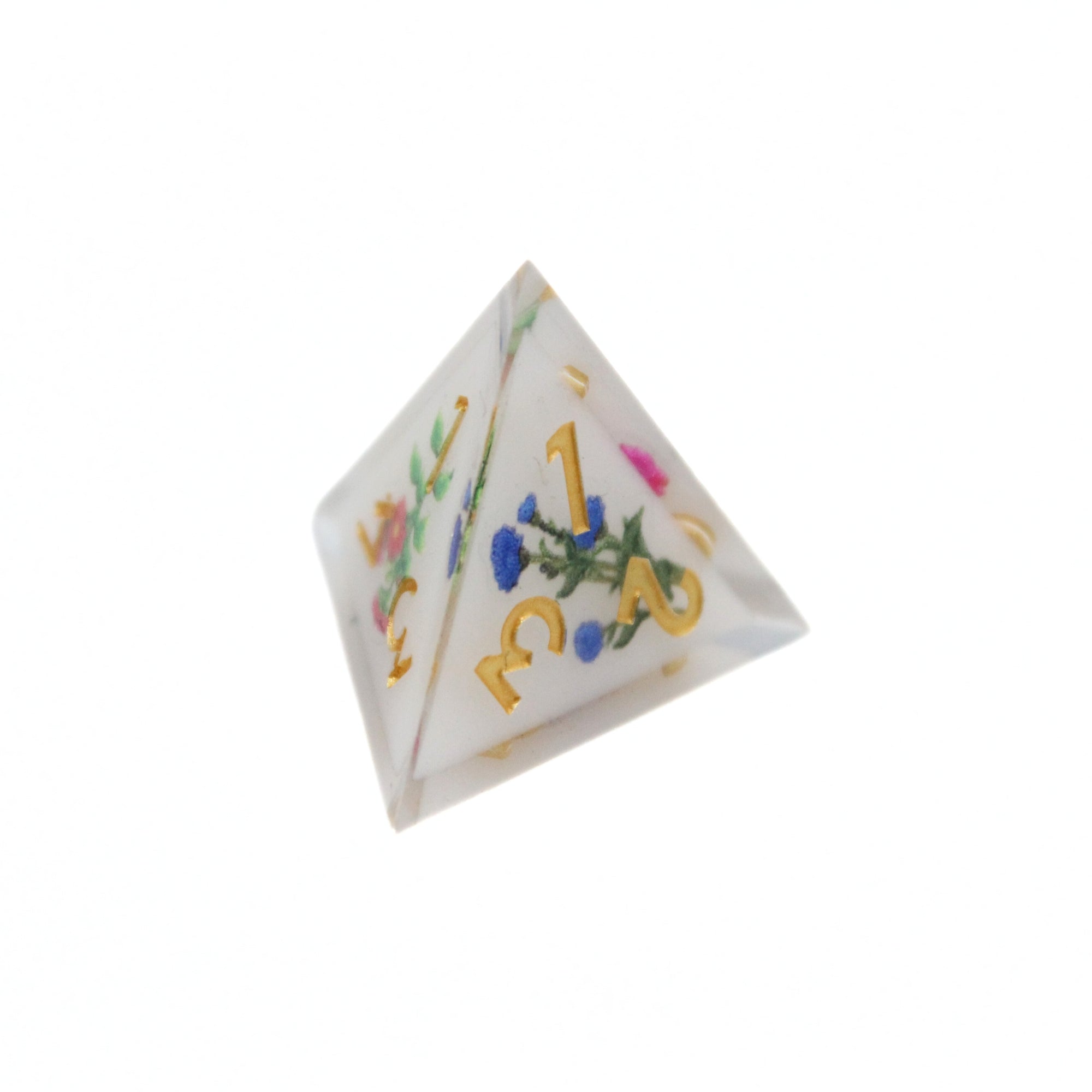Wild Flowers White Dice Set (7pcs) | Sharp Edge Dice