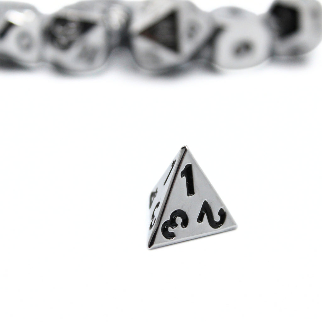 Silver Plated Metal Dice (7pcs Set)