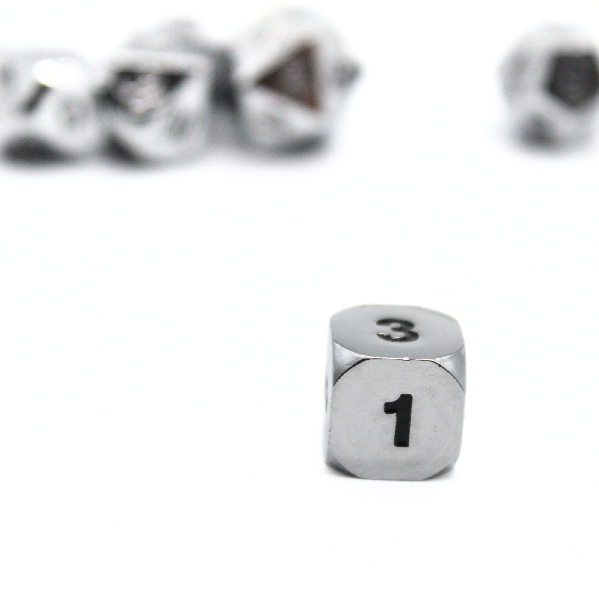 Silver Plated Metal Dice (7pcs Set)