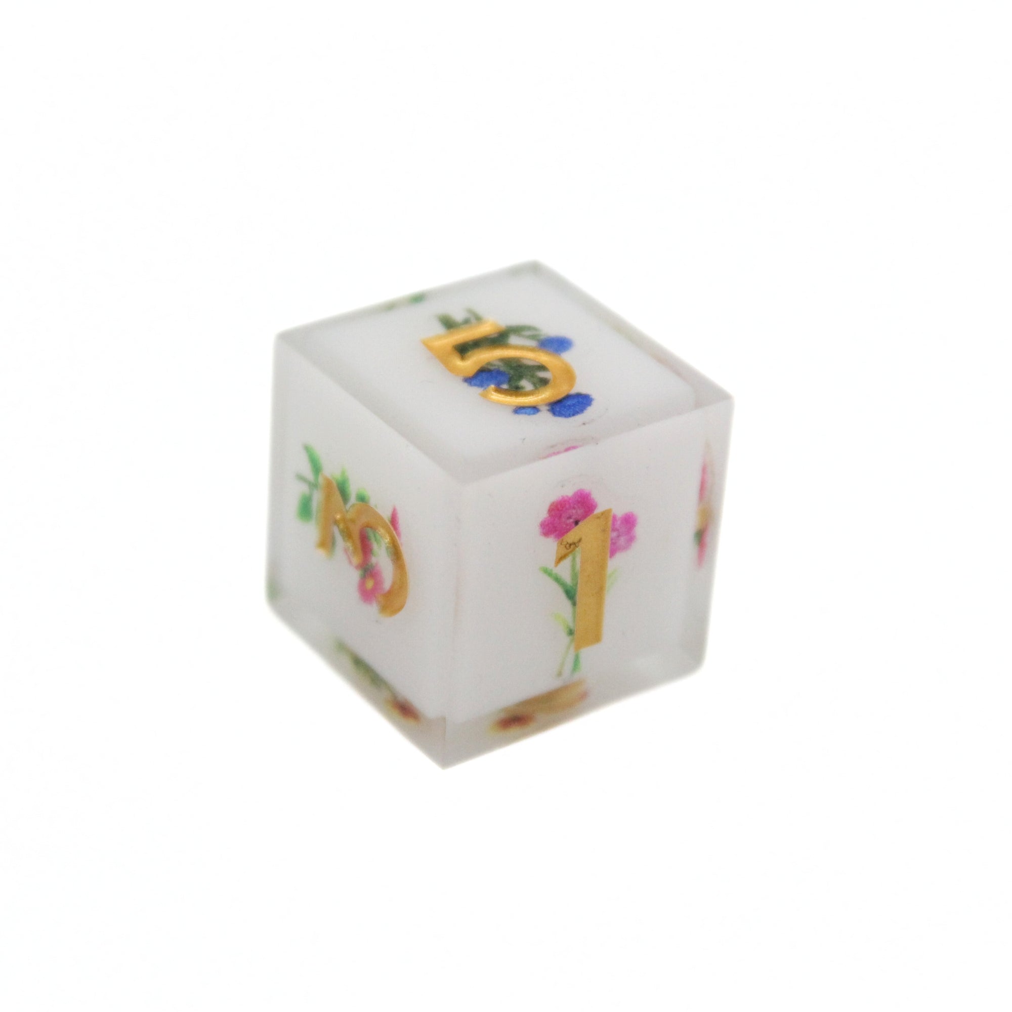 Wild Flowers White Dice Set (7pcs) | Sharp Edge Dice