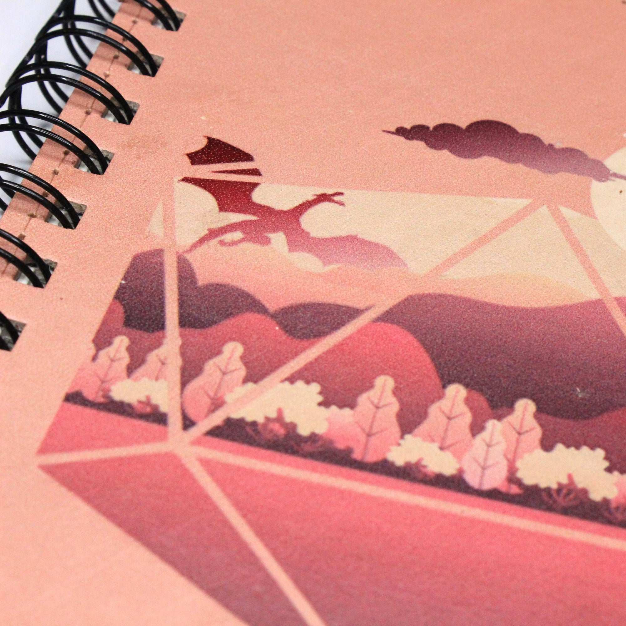 Pink Dragon Leather Spiral Notebook