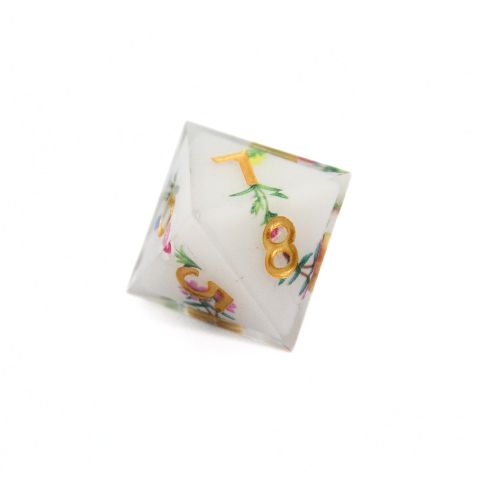 Wild Flowers White Dice Set (7pcs) | Sharp Edge Dice