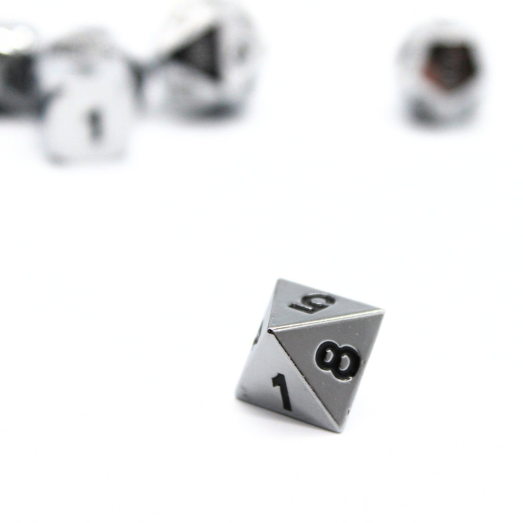 Silver Plated Metal Dice (7pcs Set)