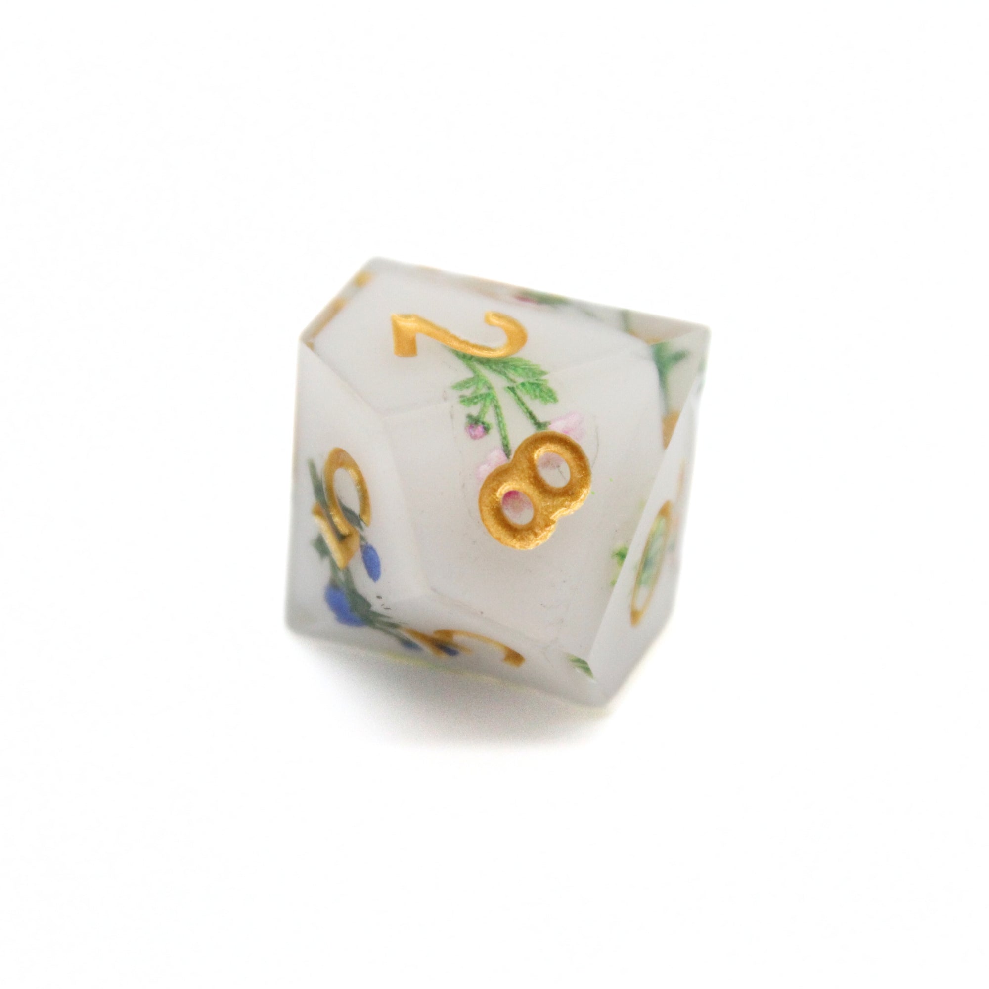 Wild Flowers White Dice Set (7pcs) | Sharp Edge Dice