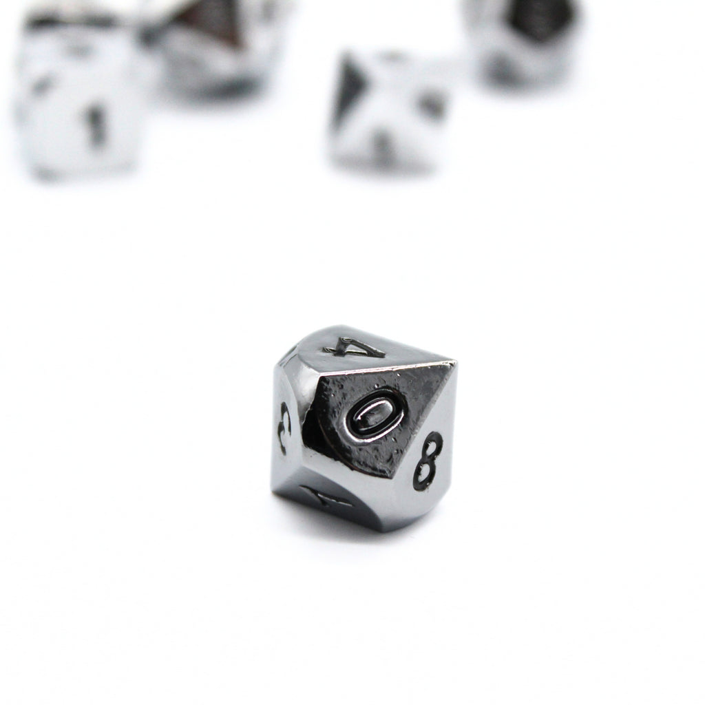 Silver Plated Metal Dice (7pcs Set)