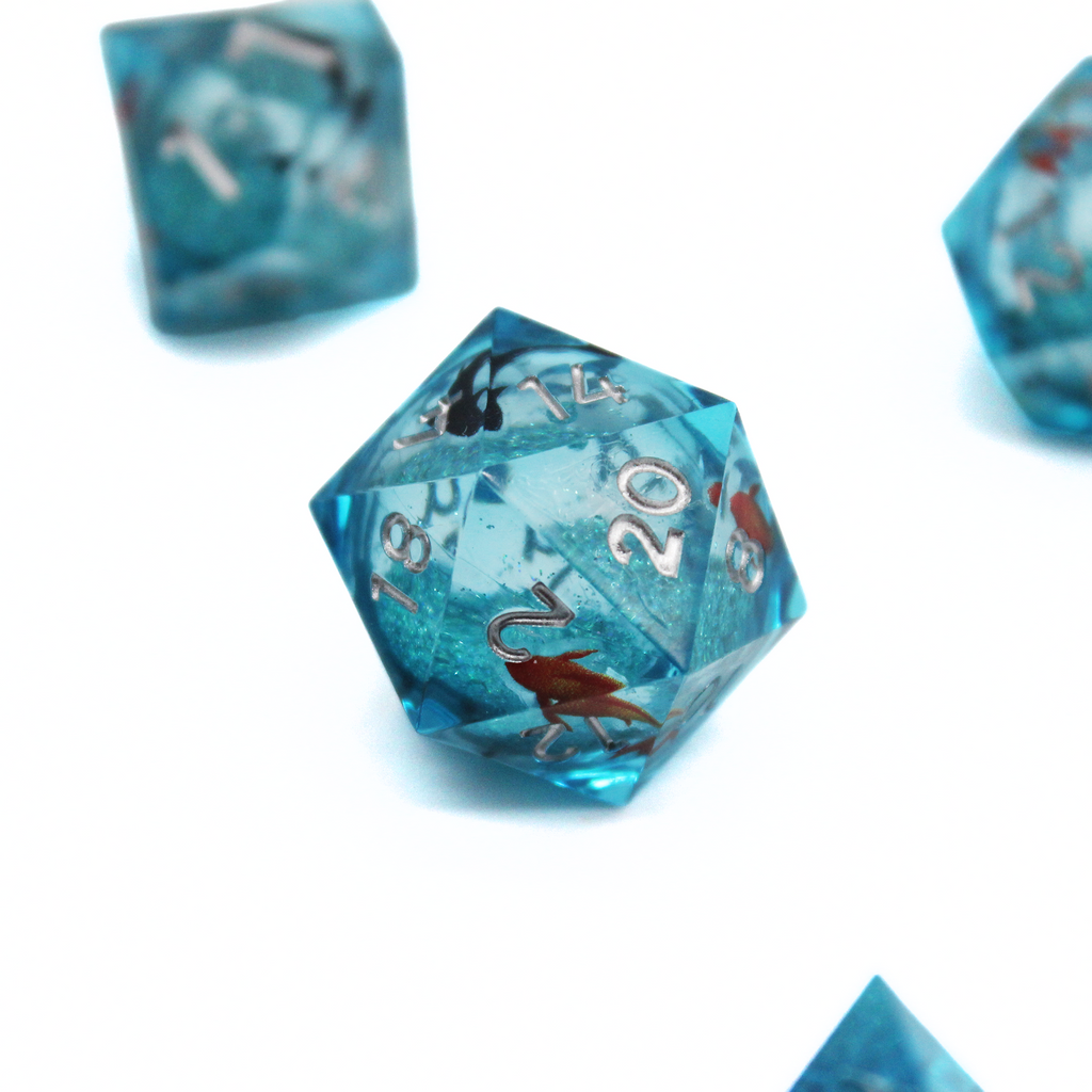 Koi Fish Pond Liquid Core Dice | Sharp Edge Dice