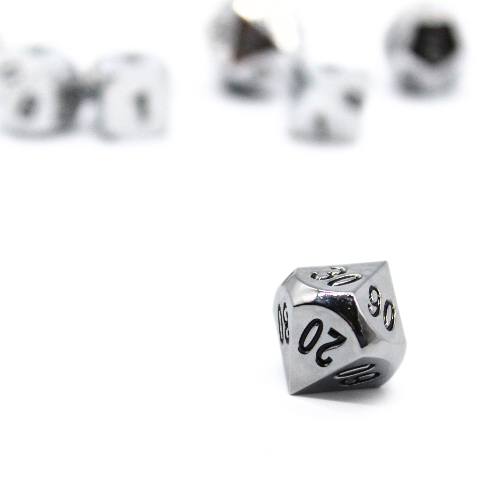Silver Plated Metal Dice (7pcs Set)