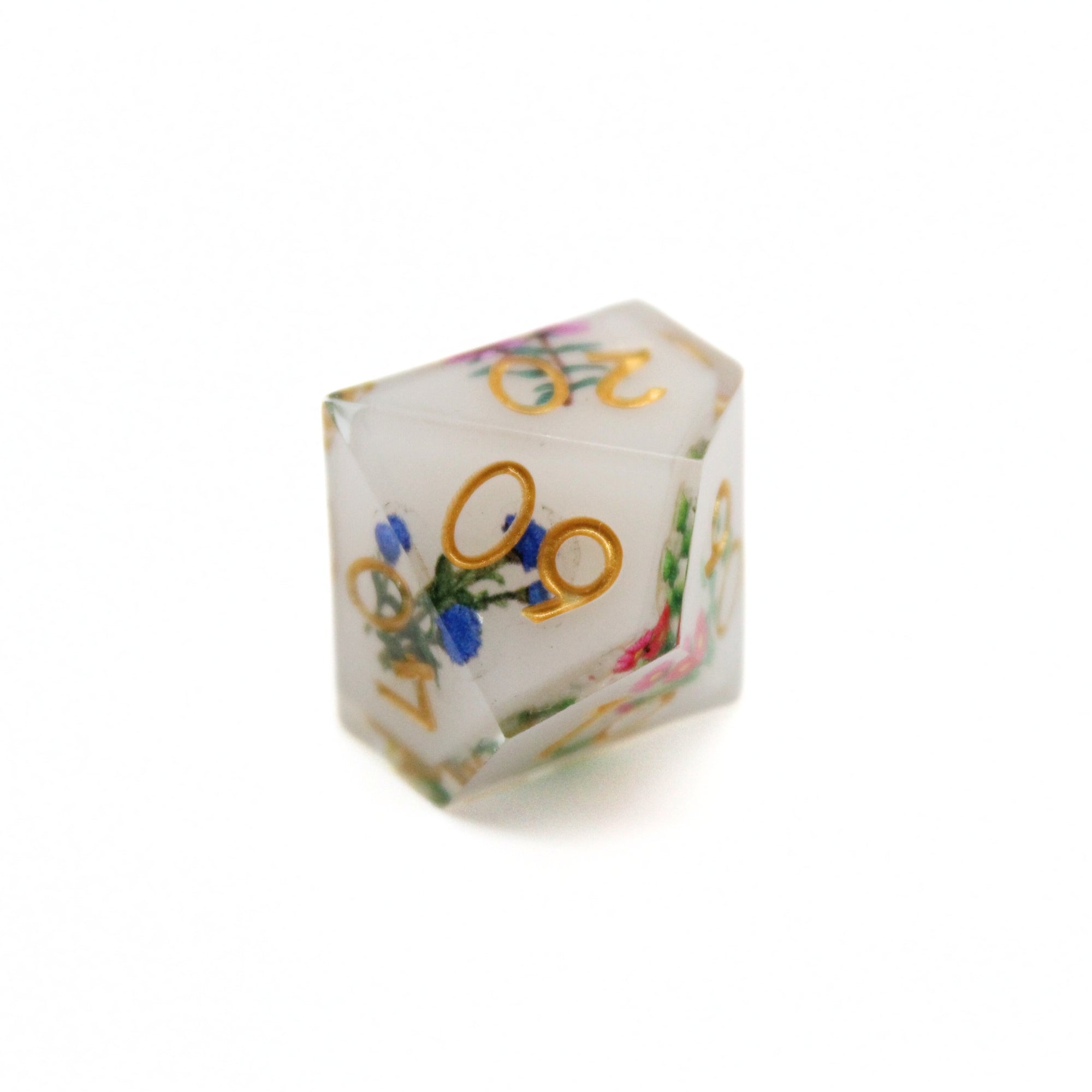 Wild Flowers White Dice Set (7pcs) | Sharp Edge Dice