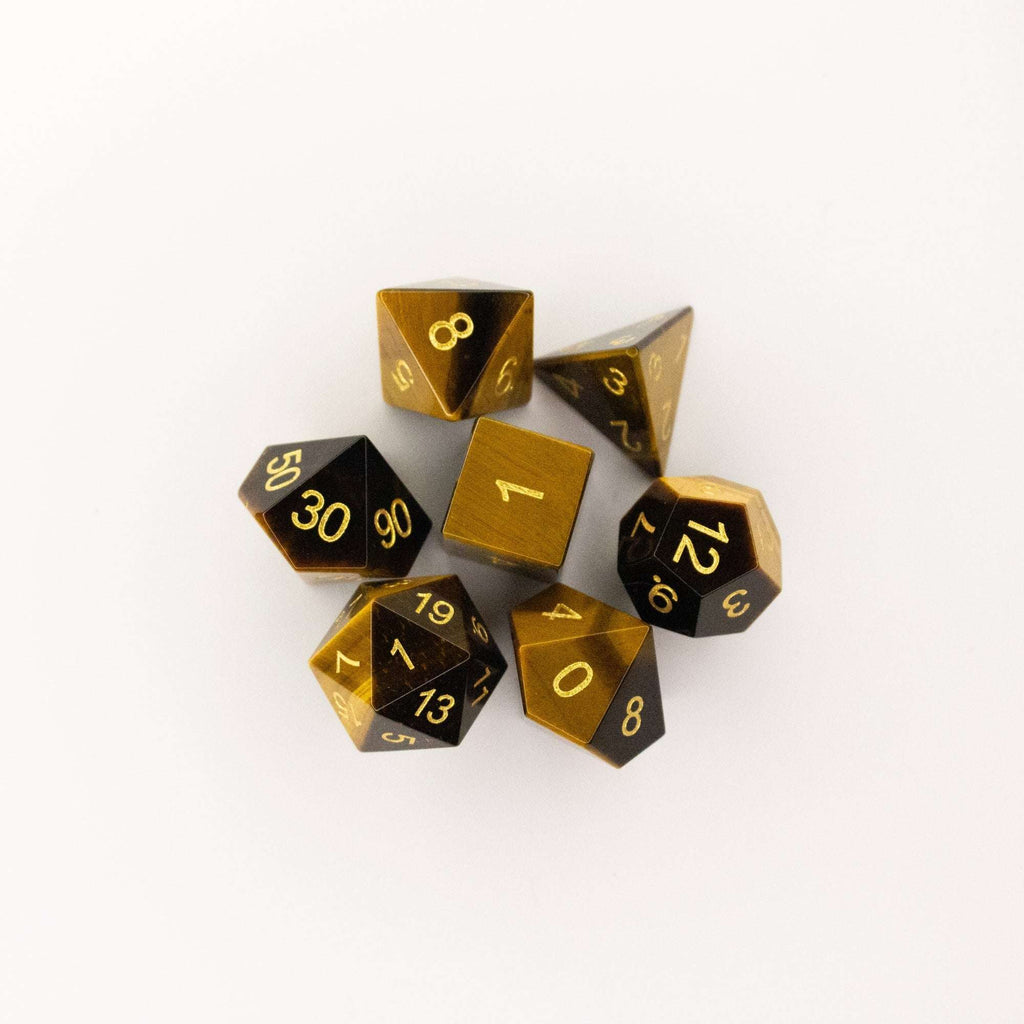 Tiger's Eye | Natural Gemstone Dice (7pc Set)