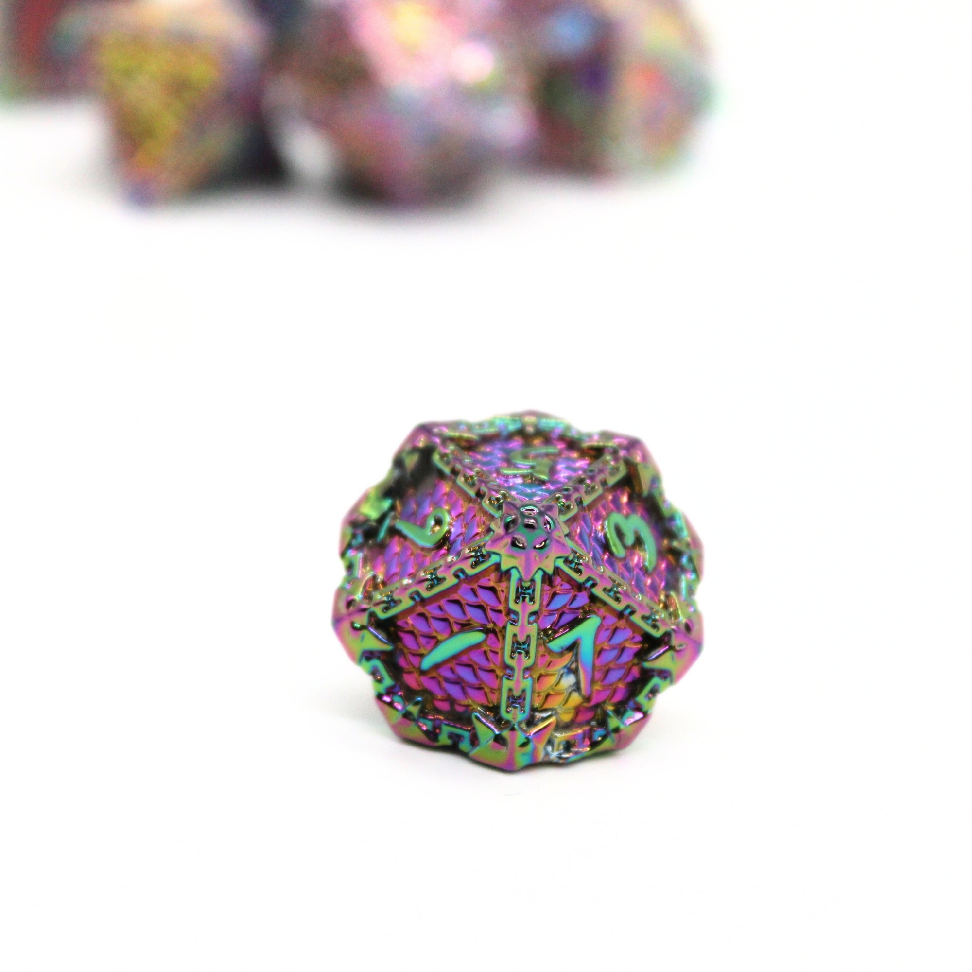 Iridescent Chain Metal Dice (7pcs Set)