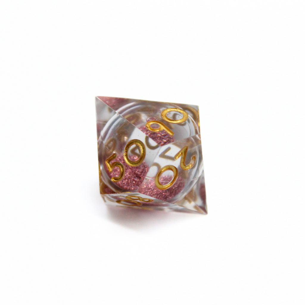 Rose Gold Garden 7pcs Liquid Core Dice Set | Sharp Edge Dice