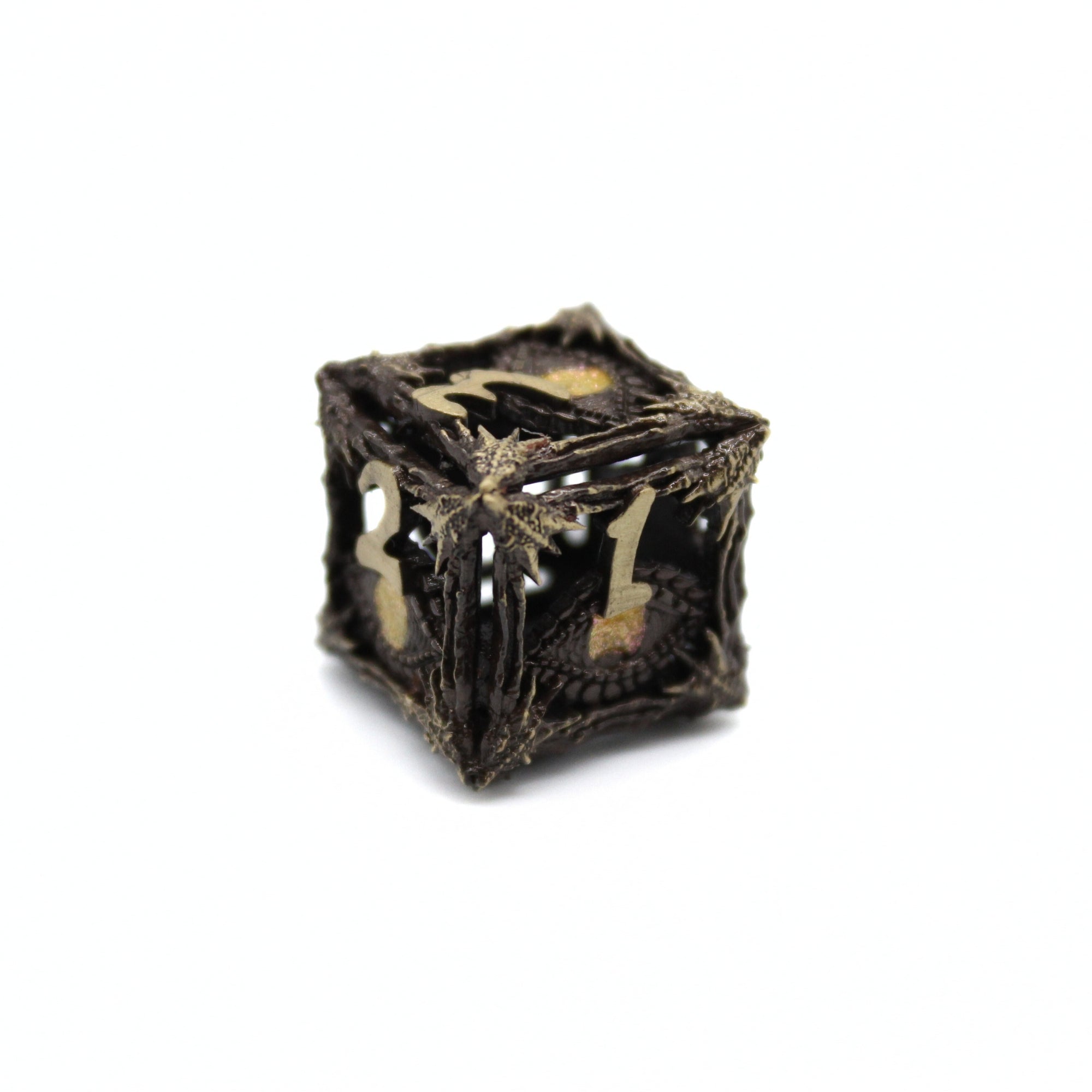 Pink Dragon Eye Hollow Metal Dice (7pcs Set)