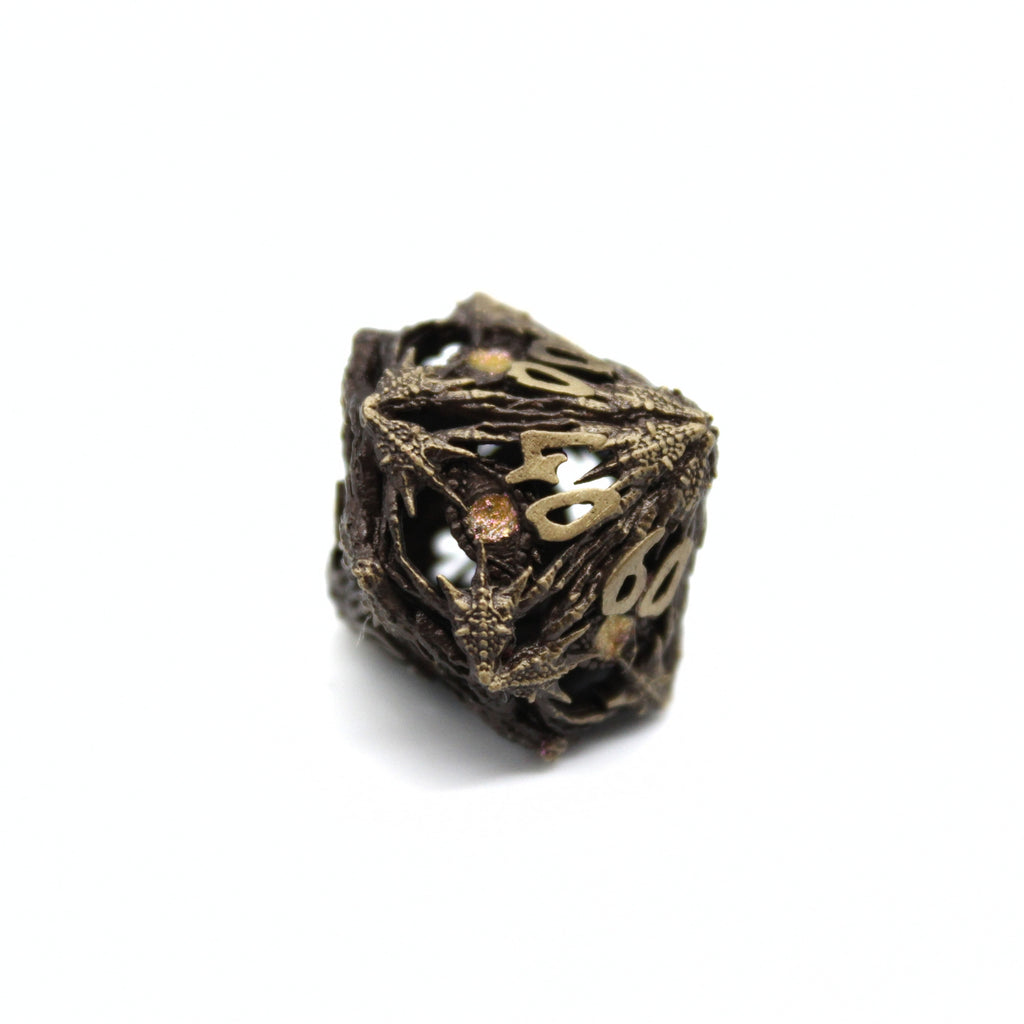 Pink Dragon Eye Hollow Metal Dice (7pcs Set)