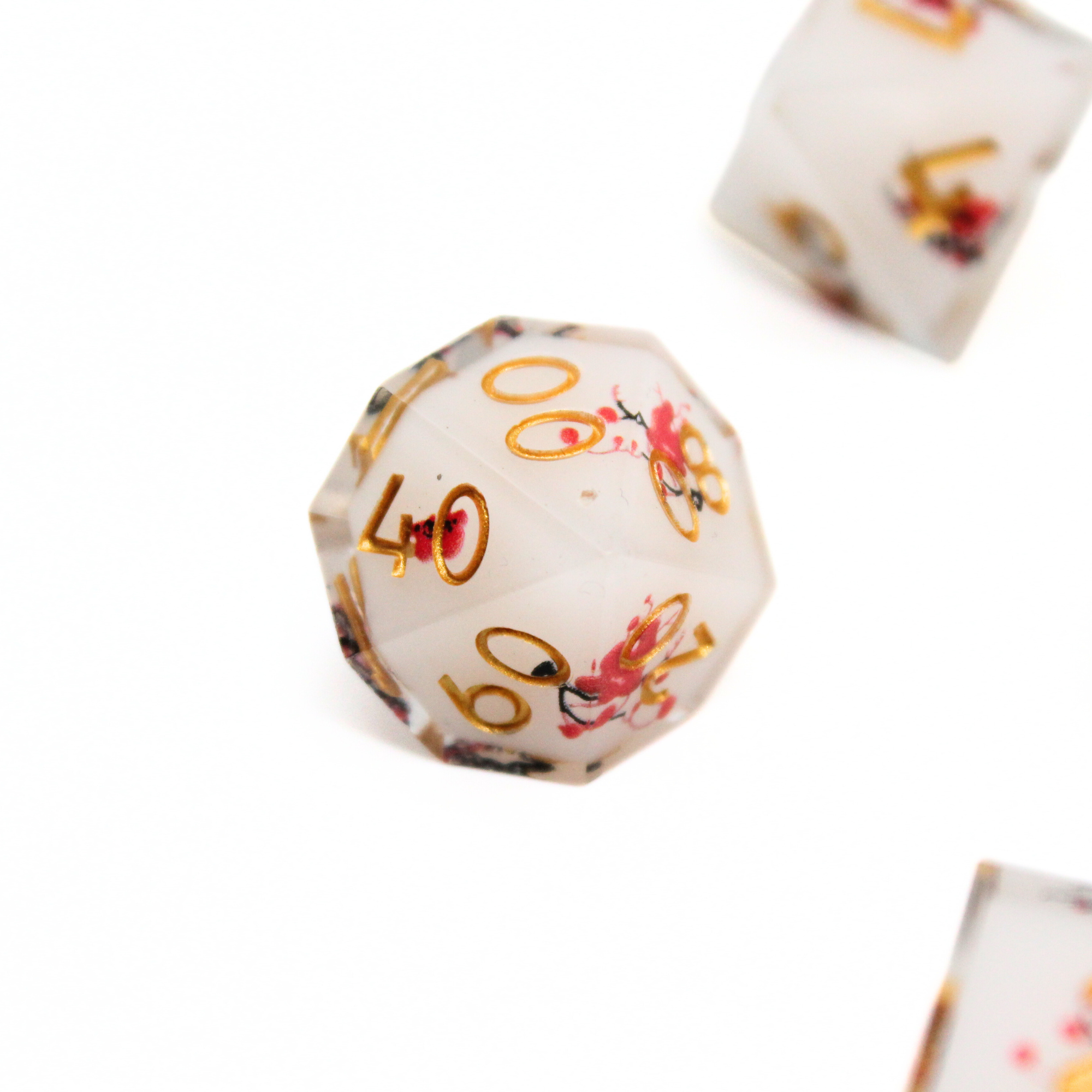 White Cherry Blossom Dice Set (7pcs) | Sharp Edge Dice