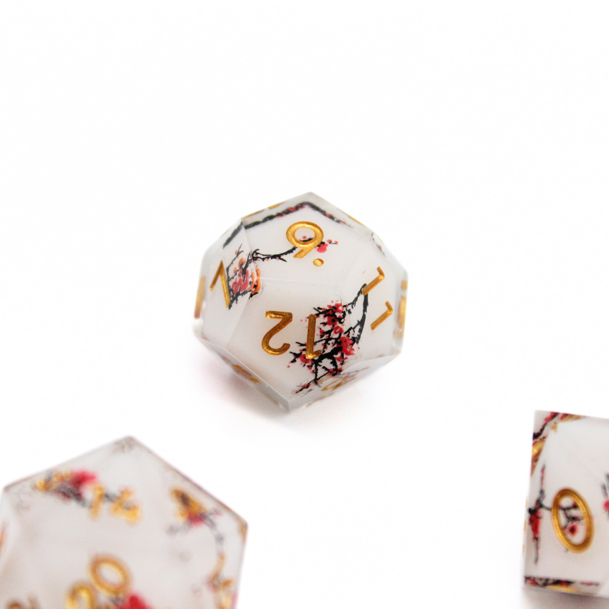 White Cherry Blossom Dice Set (7pcs) | Sharp Edge Dice