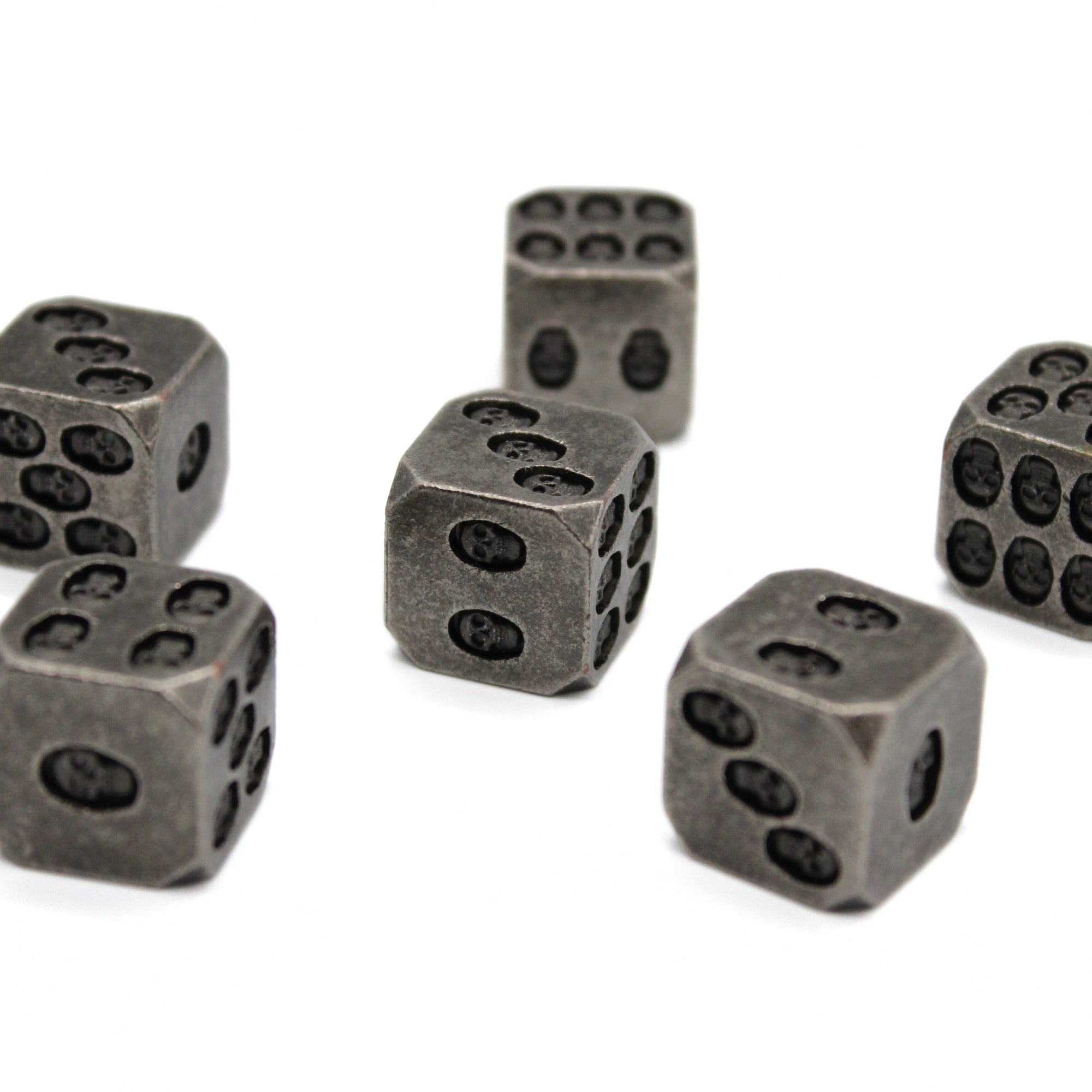 Stone Skulls Metal Dice (6D6 Set)