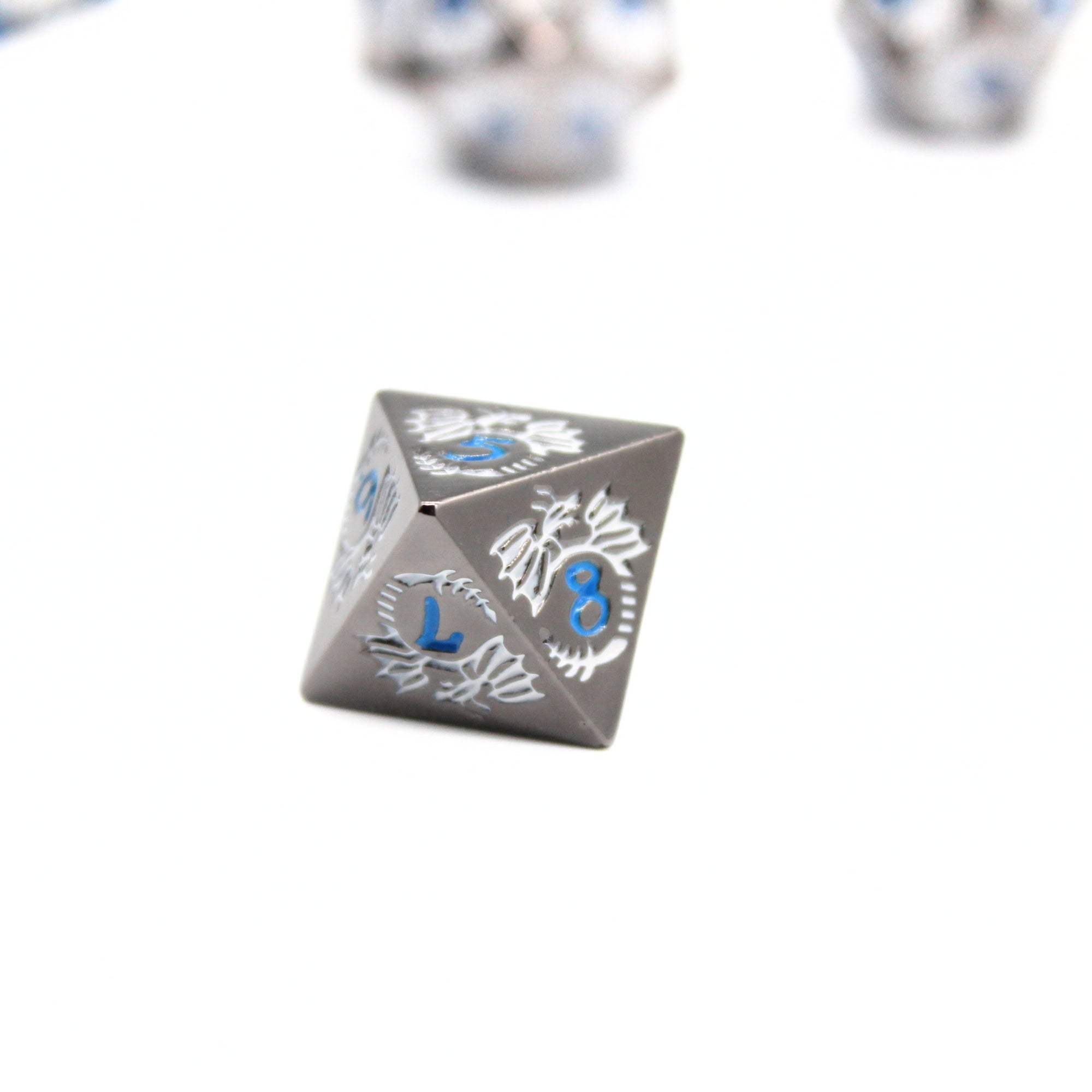 Silver Blue Dragon Metal Dice (7pcs Set)