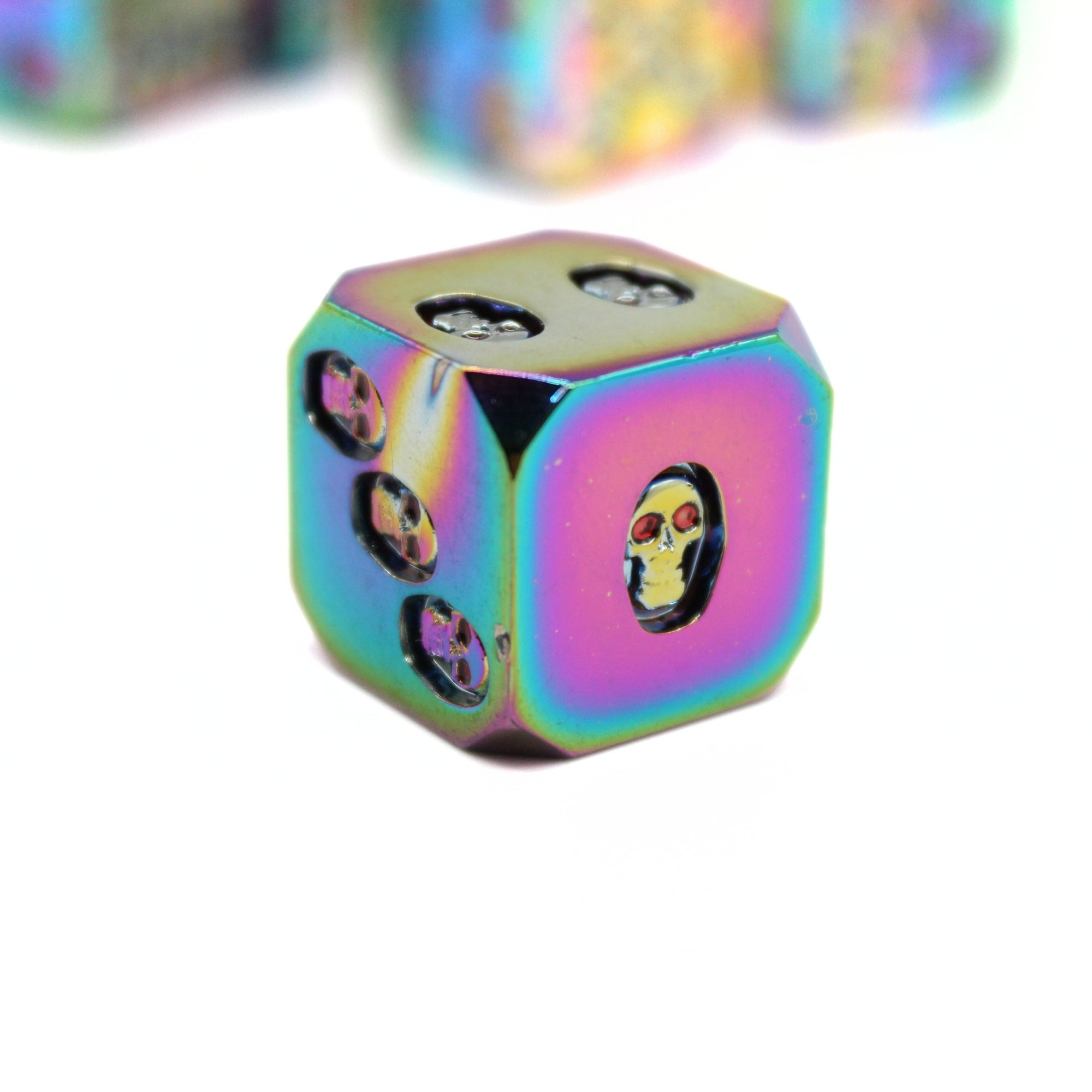 Iridescent Skulls Metal Dice (6D6 Set)