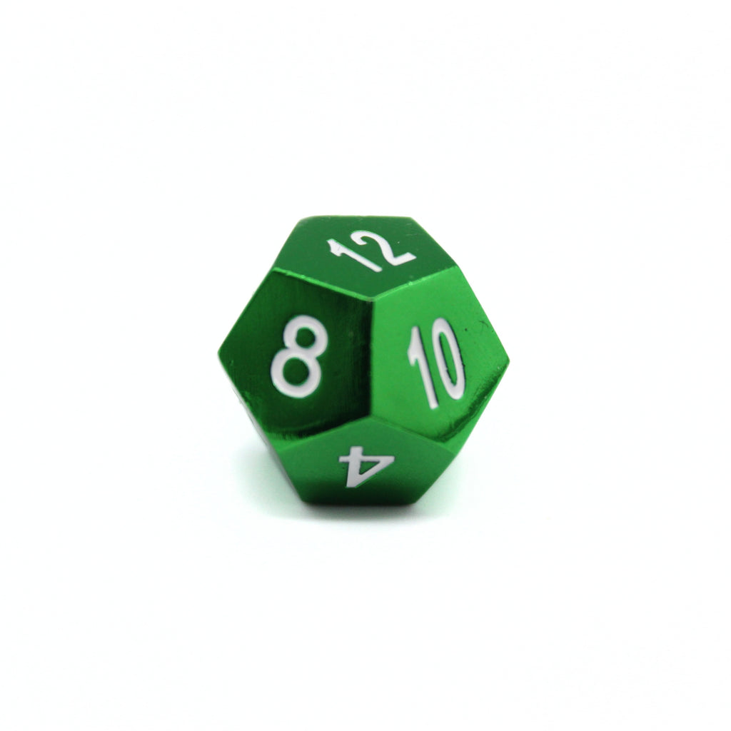 Green Plated Metal Dice (7pcs Set)