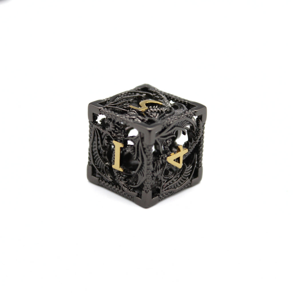 Onyx Dragon Hollow Metal Dice (7pcs Set)